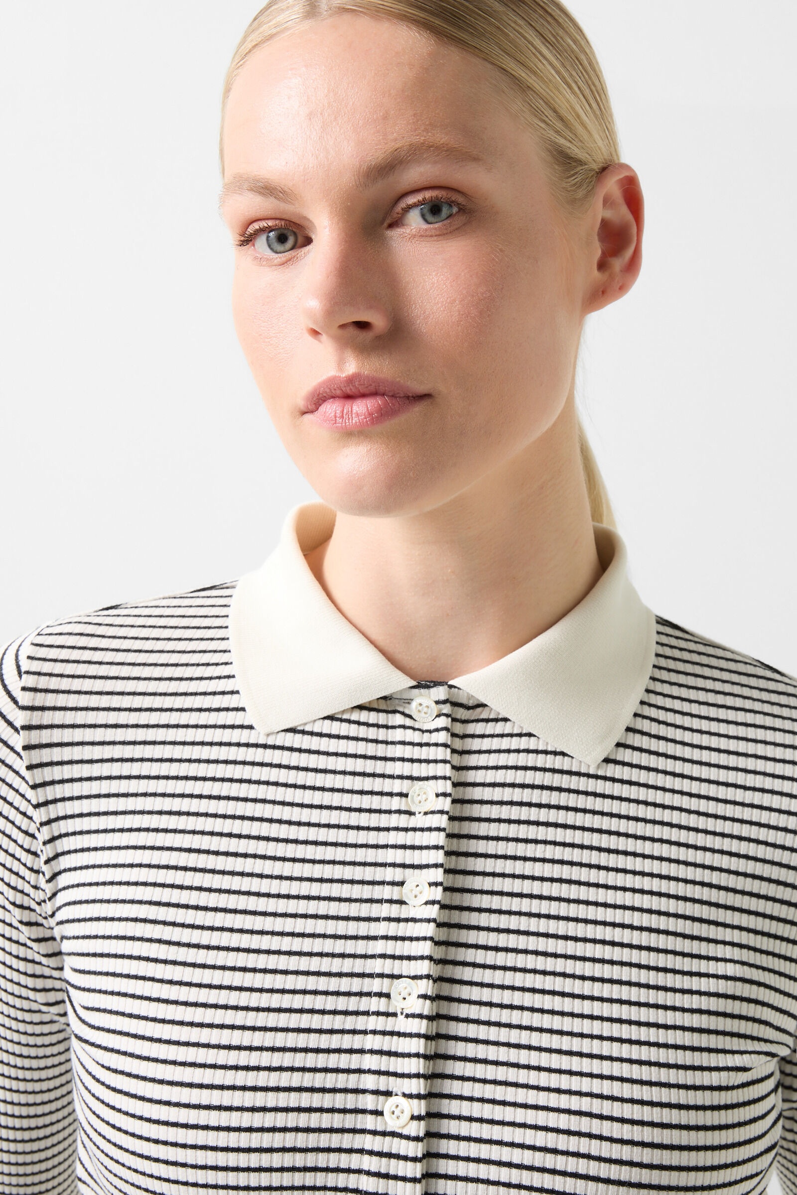 Reny Longsleeve polo shirt in Black/White - 4