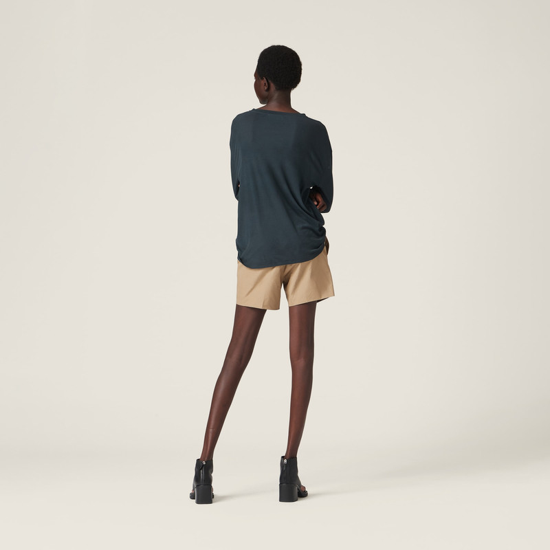 Long-sleeved garment-dyed ribbed knit jersey T-shirt 3