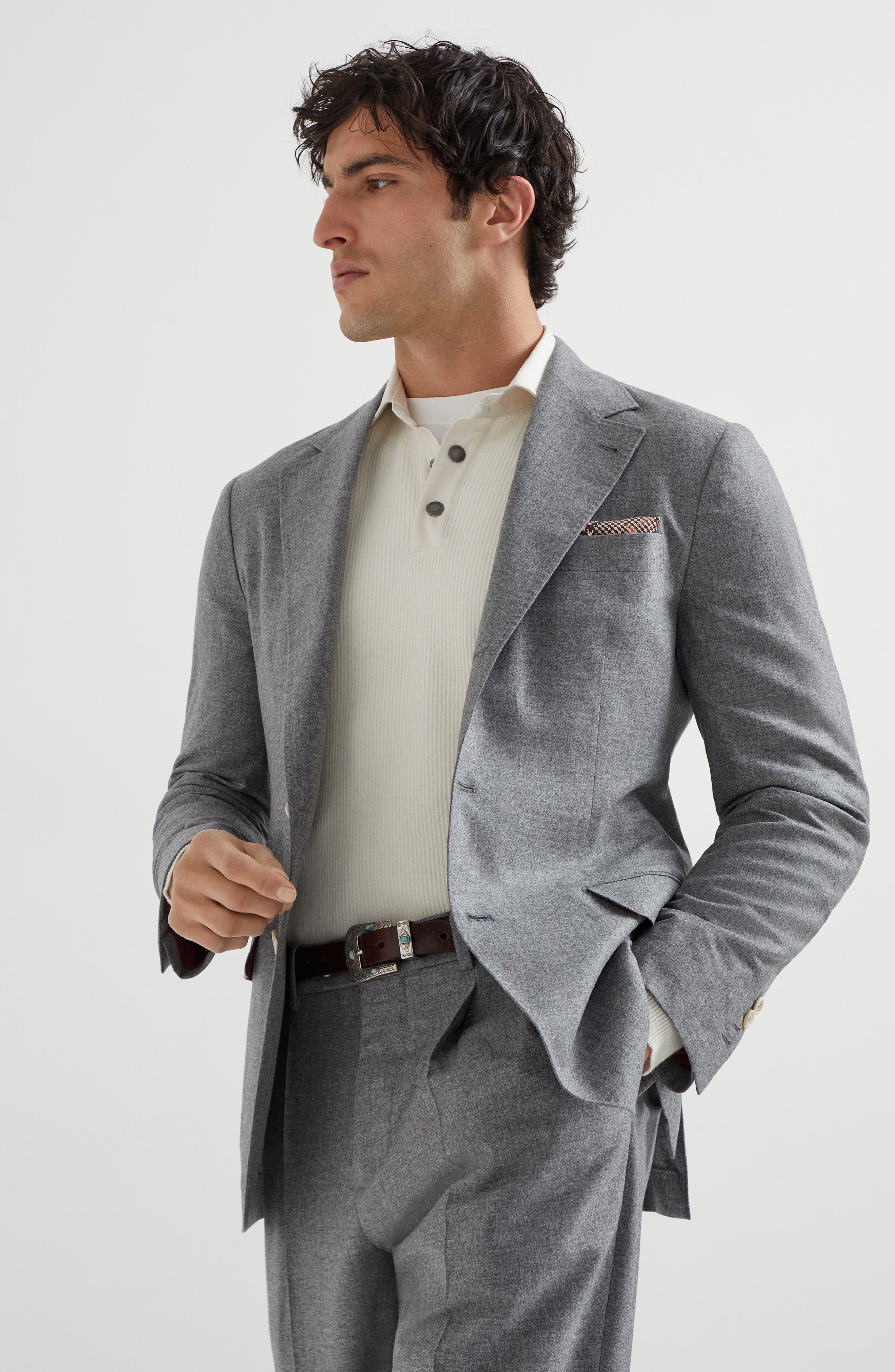 Brunello Cucinelli Rib knit polo in Panama at Nordstrom - 5