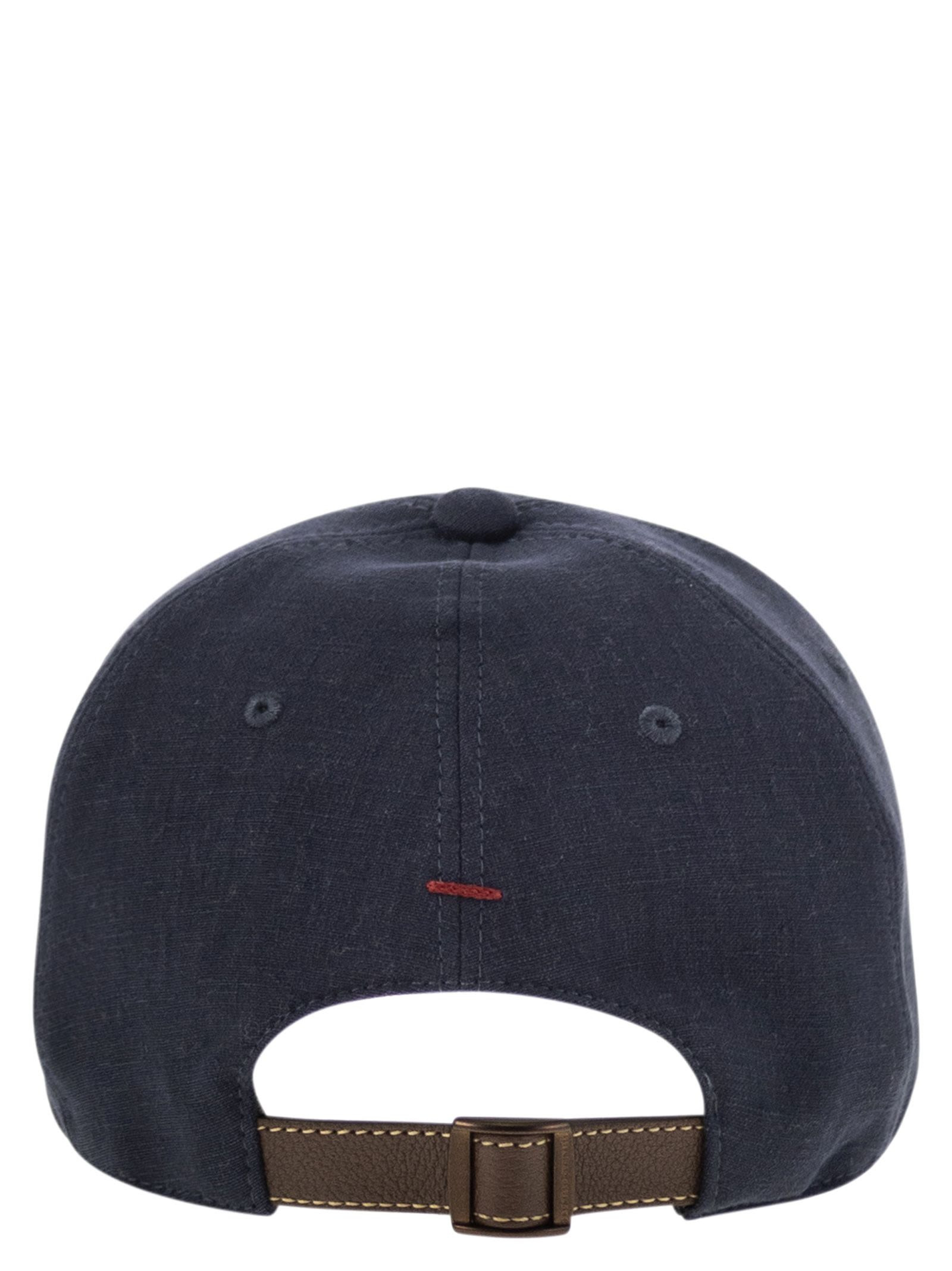 Brunello Cucinelli Men Diagonal Linen, Wool And Silk Baseball Cap With Embroidered Logo - 2