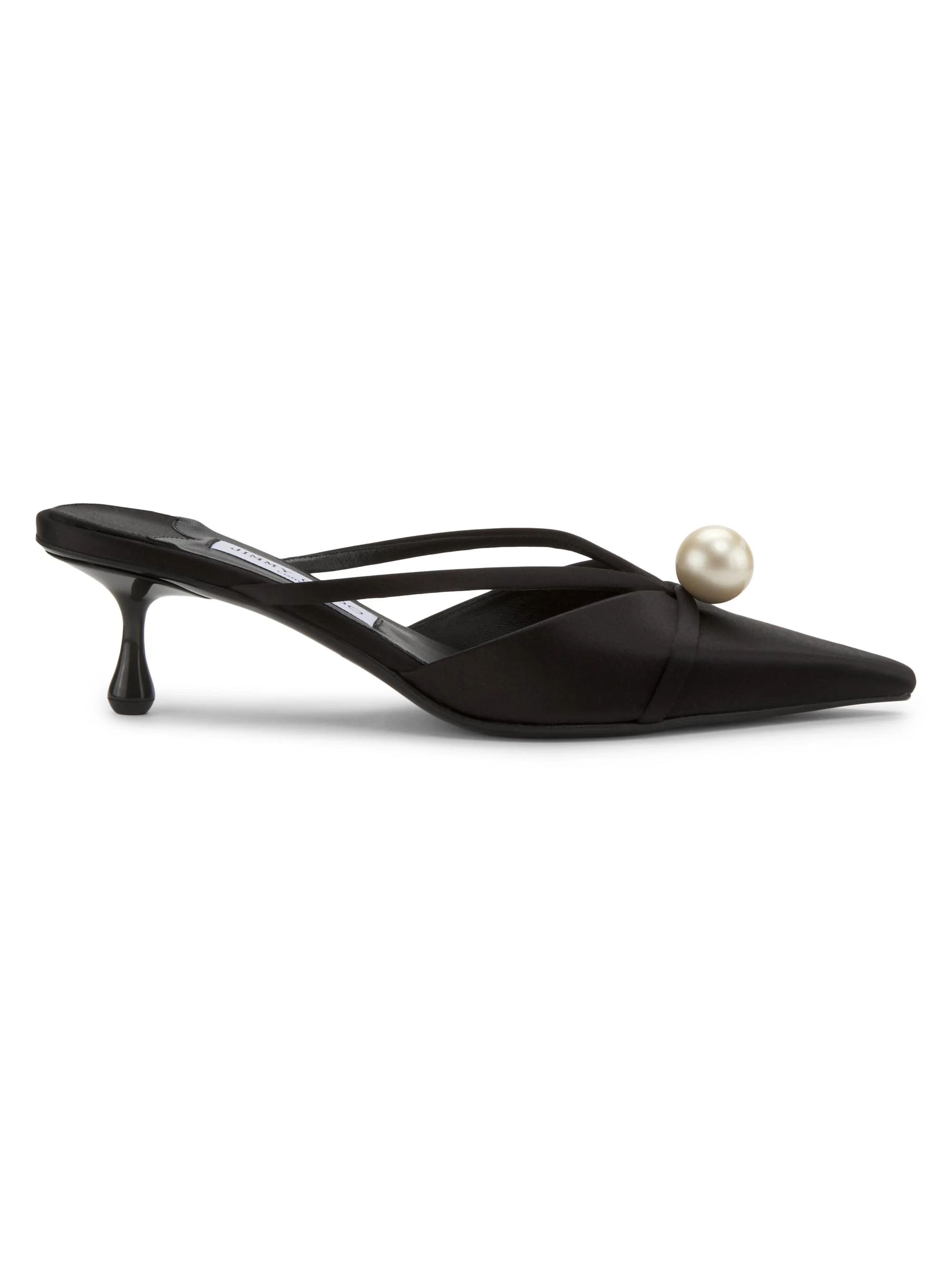 Women's Sana 50MM Embellished Satin Kitten-Heel Mules - Black White - 1