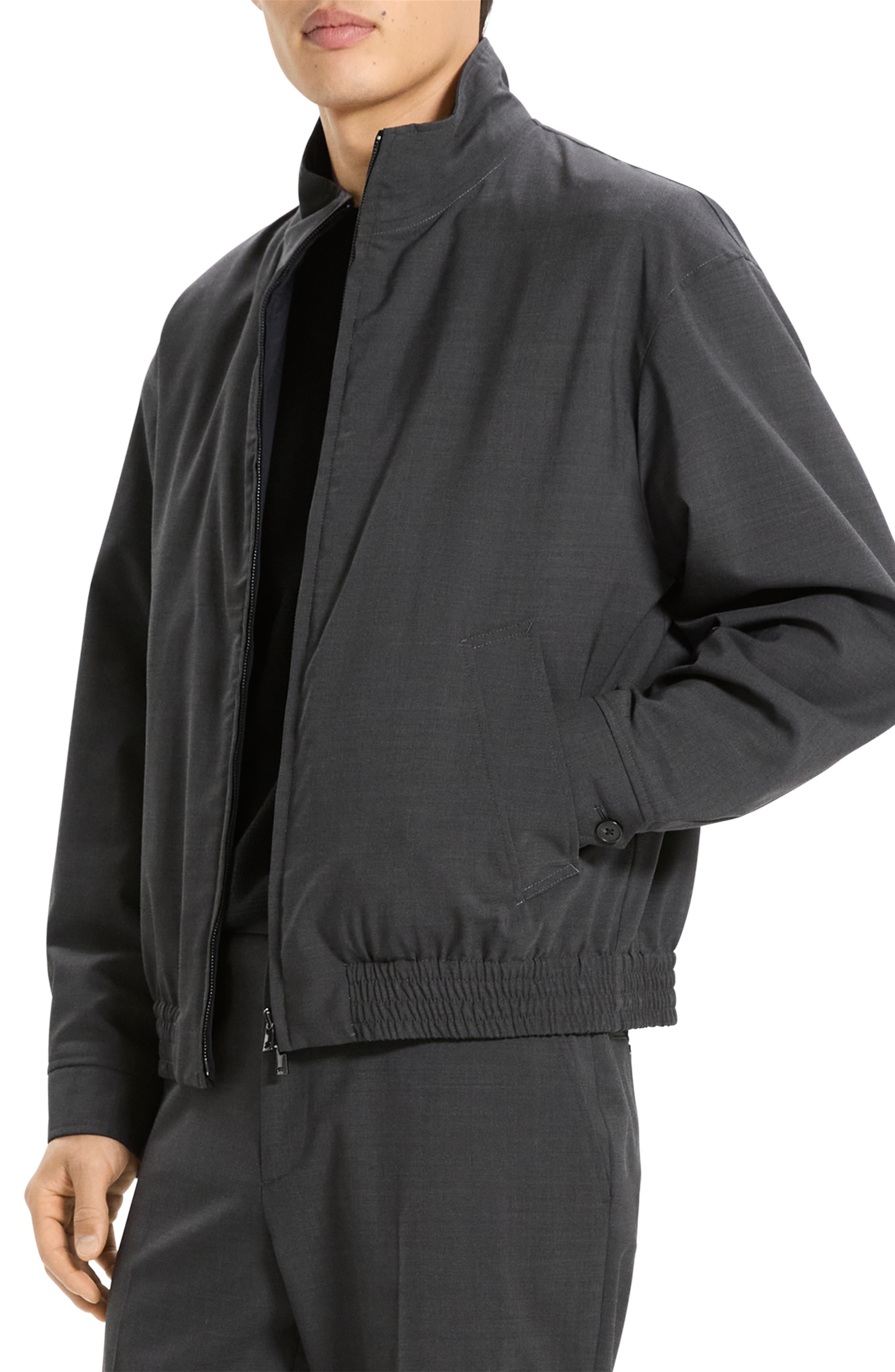 Theory Motion Wool Blend Reversible Jacket in Charcoal Melange at Nordstrom - 3