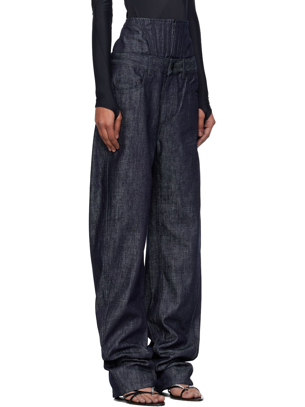Blue High-Waisted Corset Jeans - 2