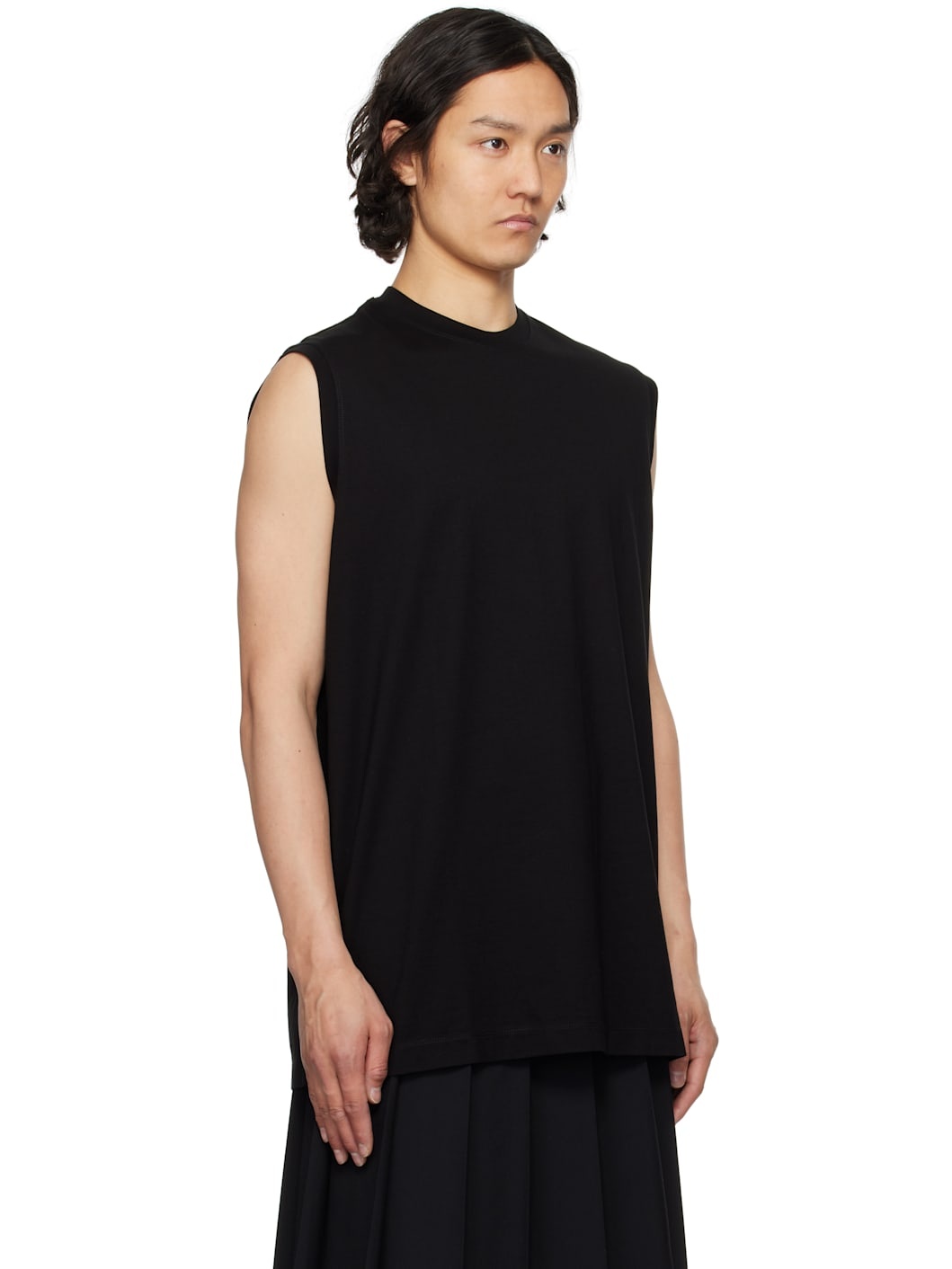 Black Cotton SZ Jersey Sleeveless T-shirt - 2
