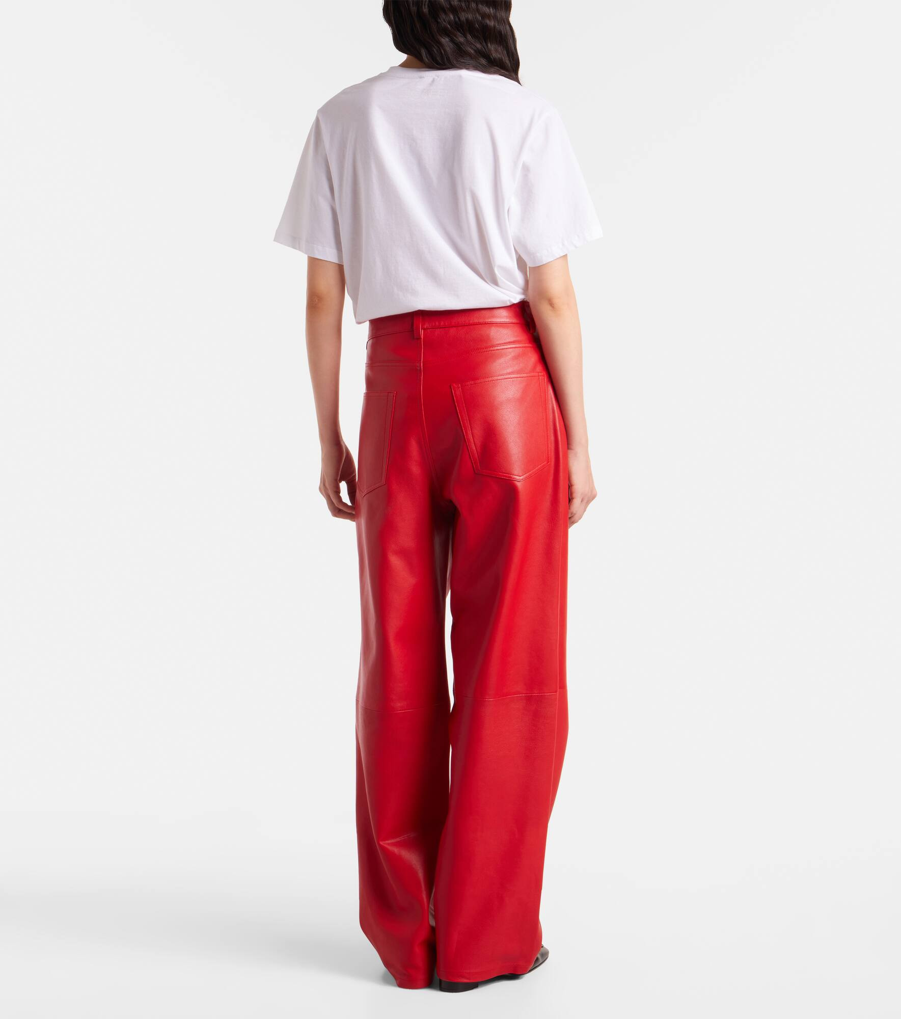 High-rise leather wide-leg pants - 3