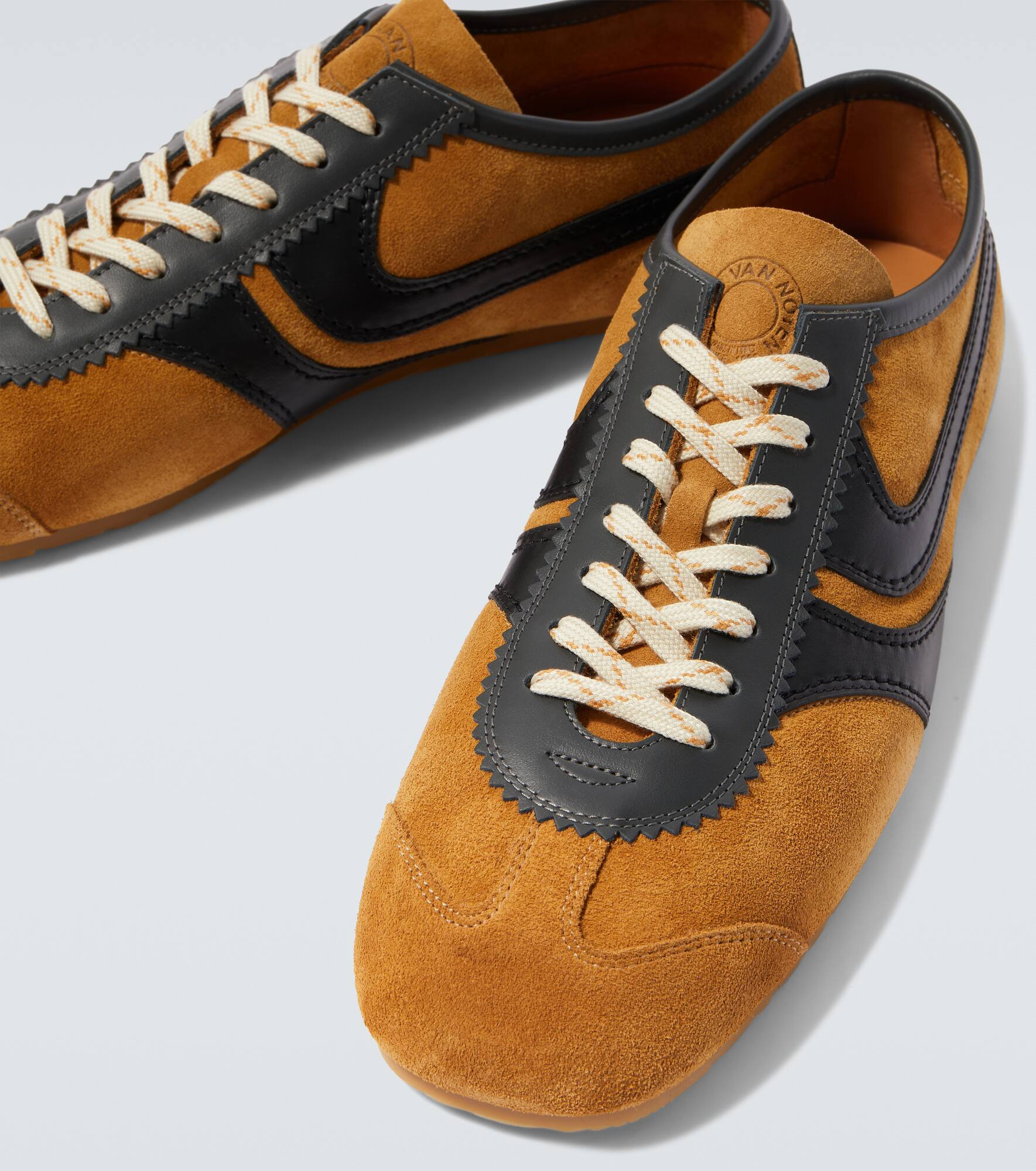 Leather-trimmed suede sneakers - 3