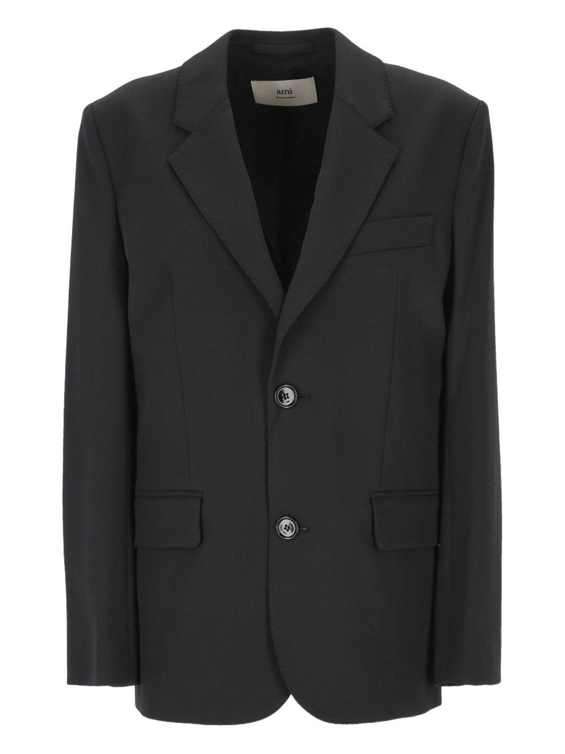 two-button padded-shoulder blazer 1