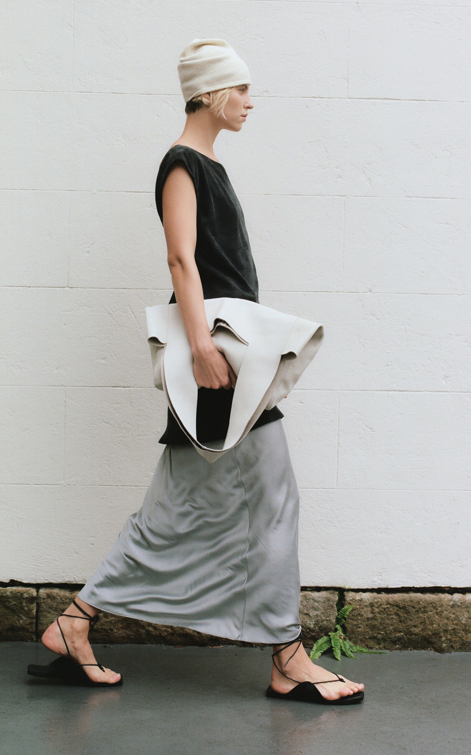 AGNI Bias Slip Skirt silver modaoperandi REVERSIBLE