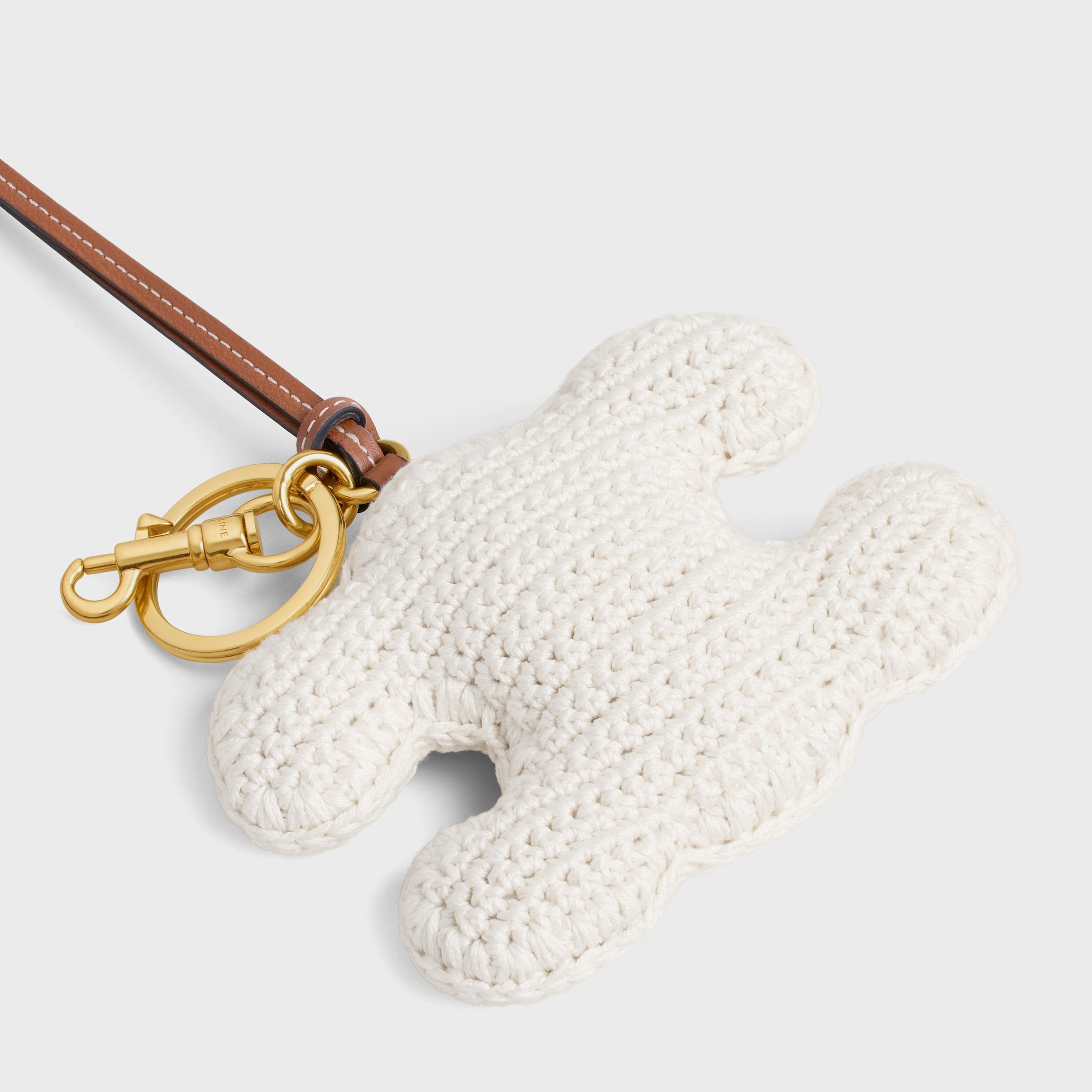TRIOMPHE pom-pom keyring in COTTON CROCHET with Gold Finishing - 3