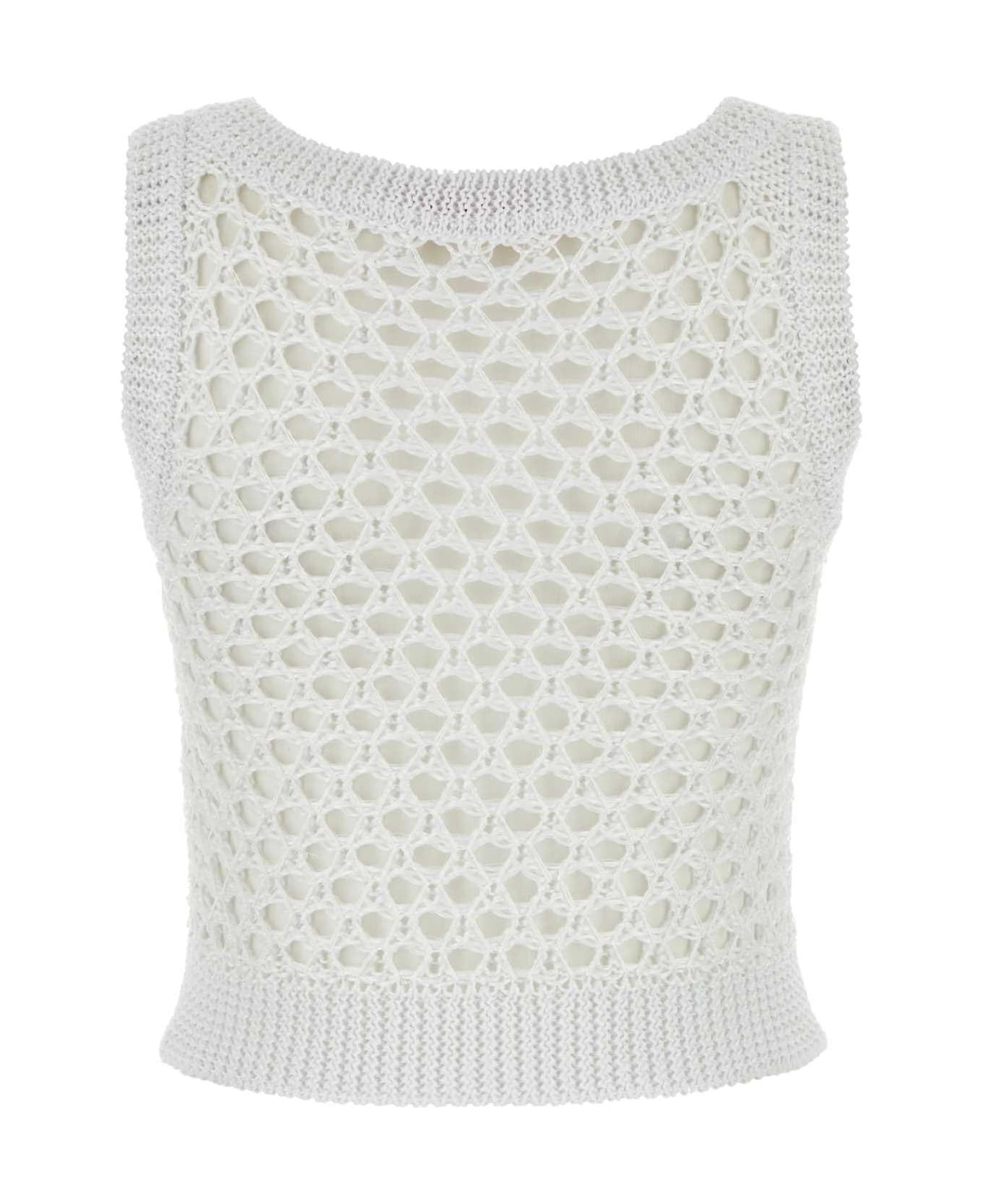 White Mesh Valentino Garavani Escape Crop-top - 2
