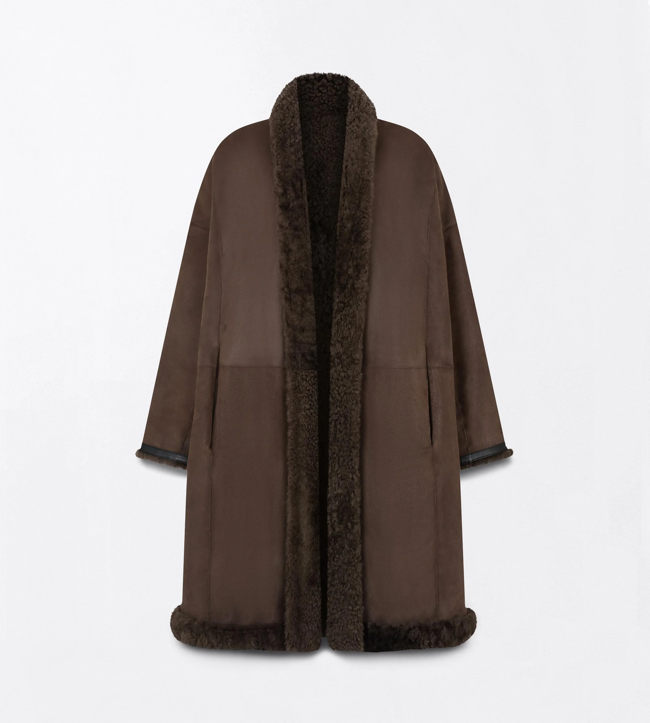 WAVY LAMB SHEARLING REVERSIBLE COCOON COAT - 1