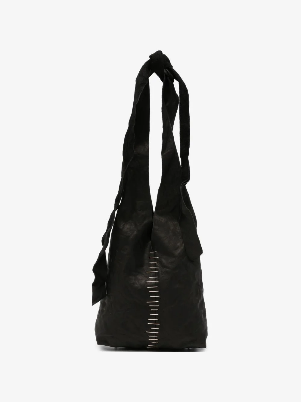 staple-detail leather tote bag - 1