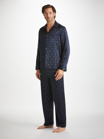 Derek Rose Men's Pyjamas Brindisi 103 Silk Satin Navy outlook