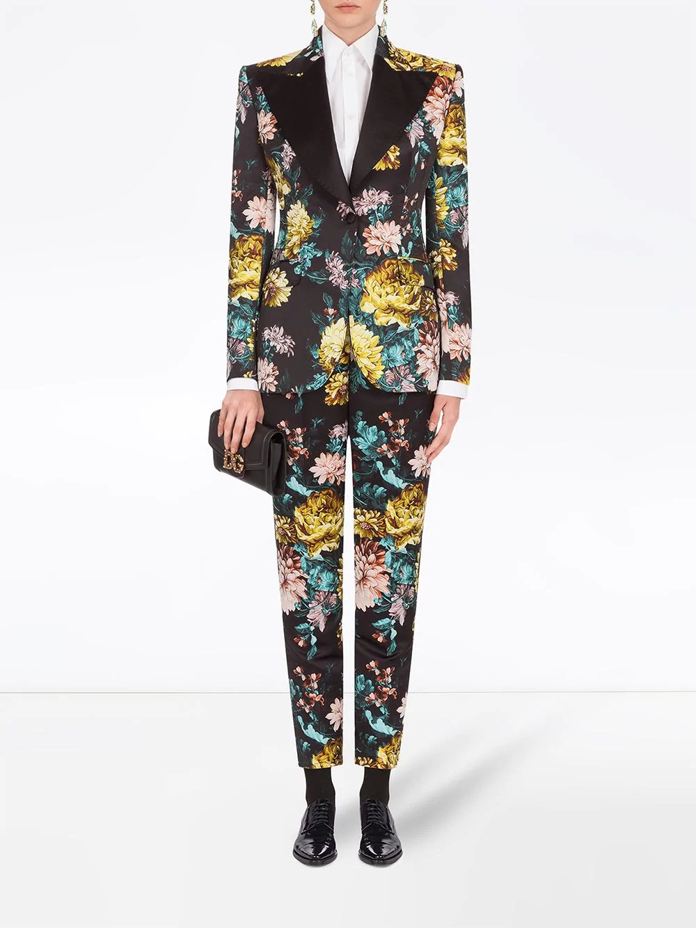 floral jacquard detail blazer - 2