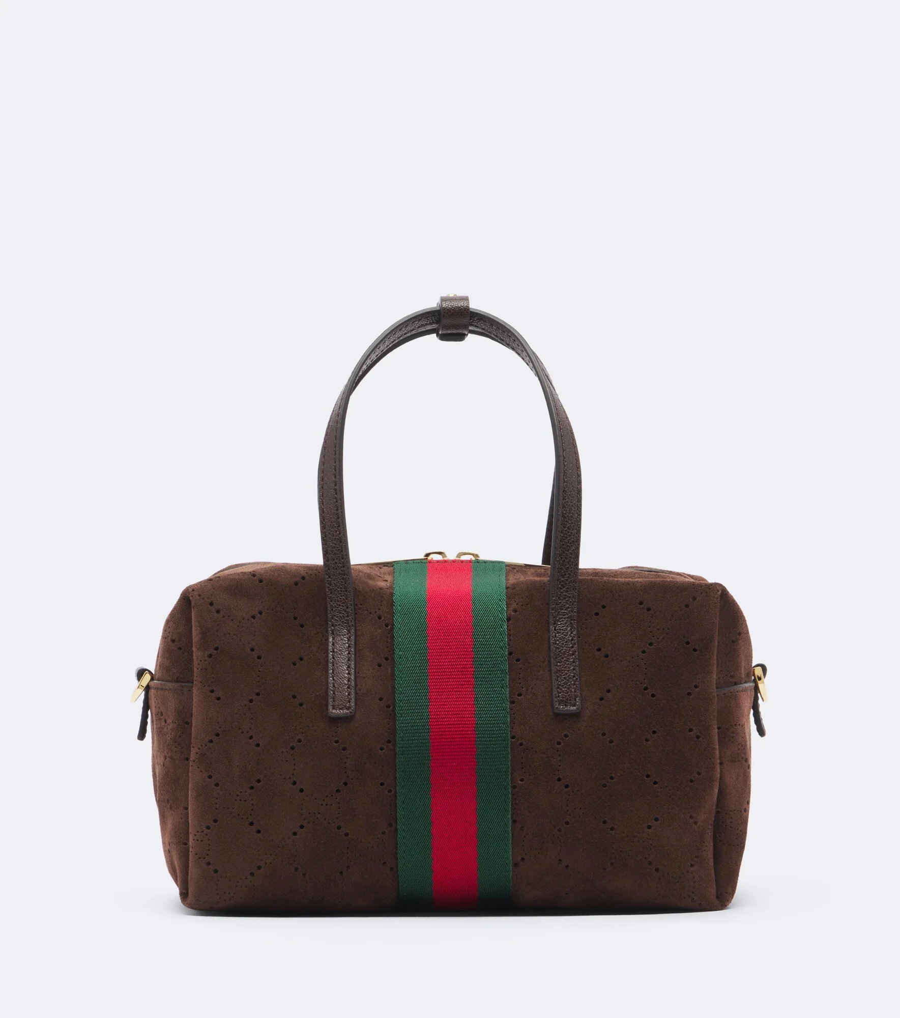 Web Stripe Small suede top-handle bag - 1