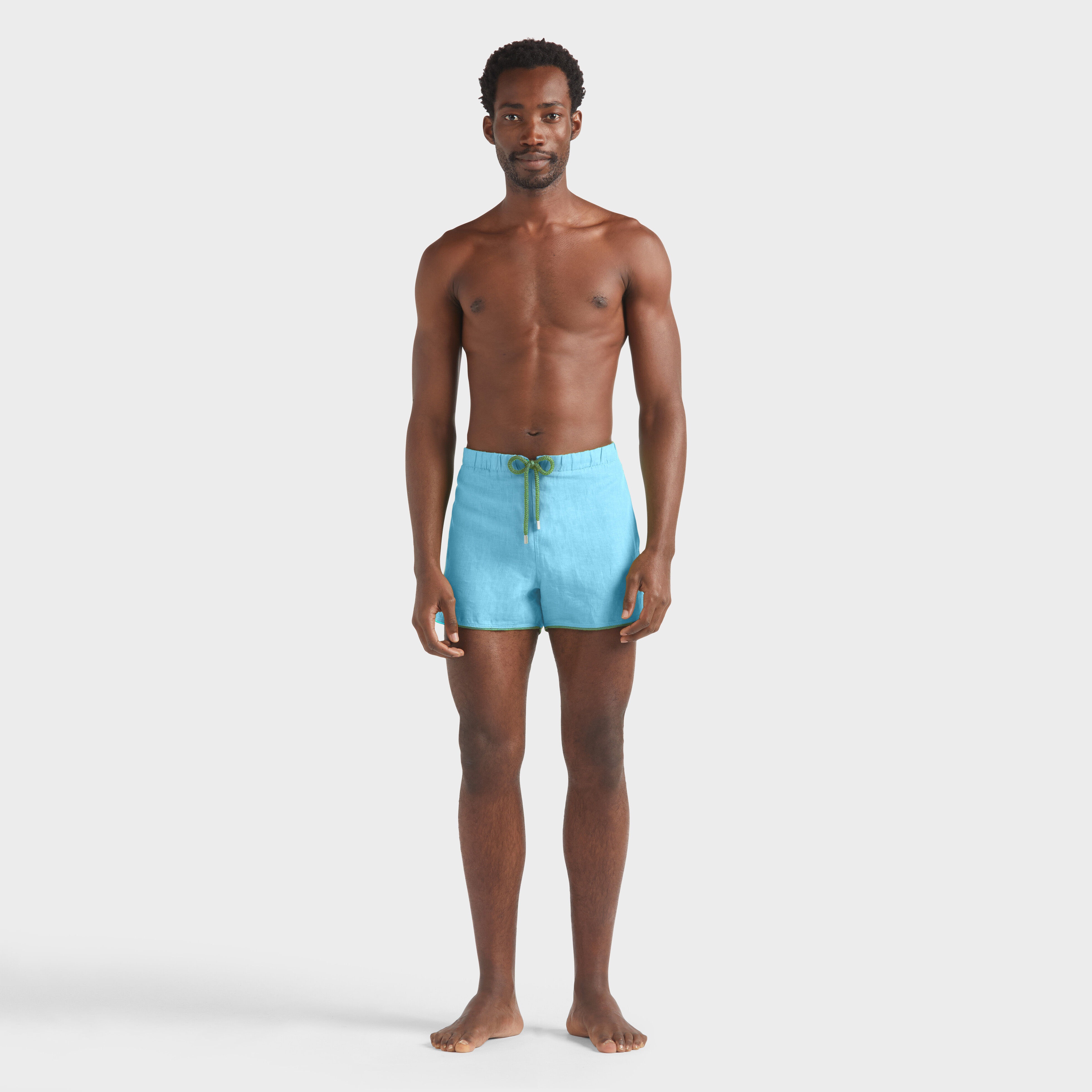 Men Linen Swim Trunks Solid - 3
