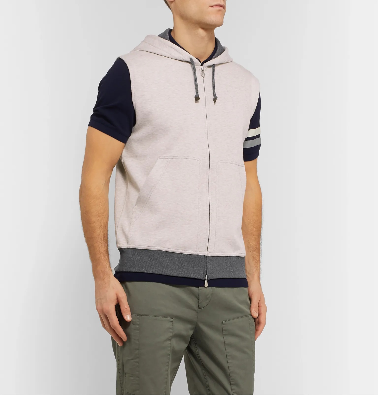 Slim-Fit Cotton-Blend Jersey Hooded Gilet - 4