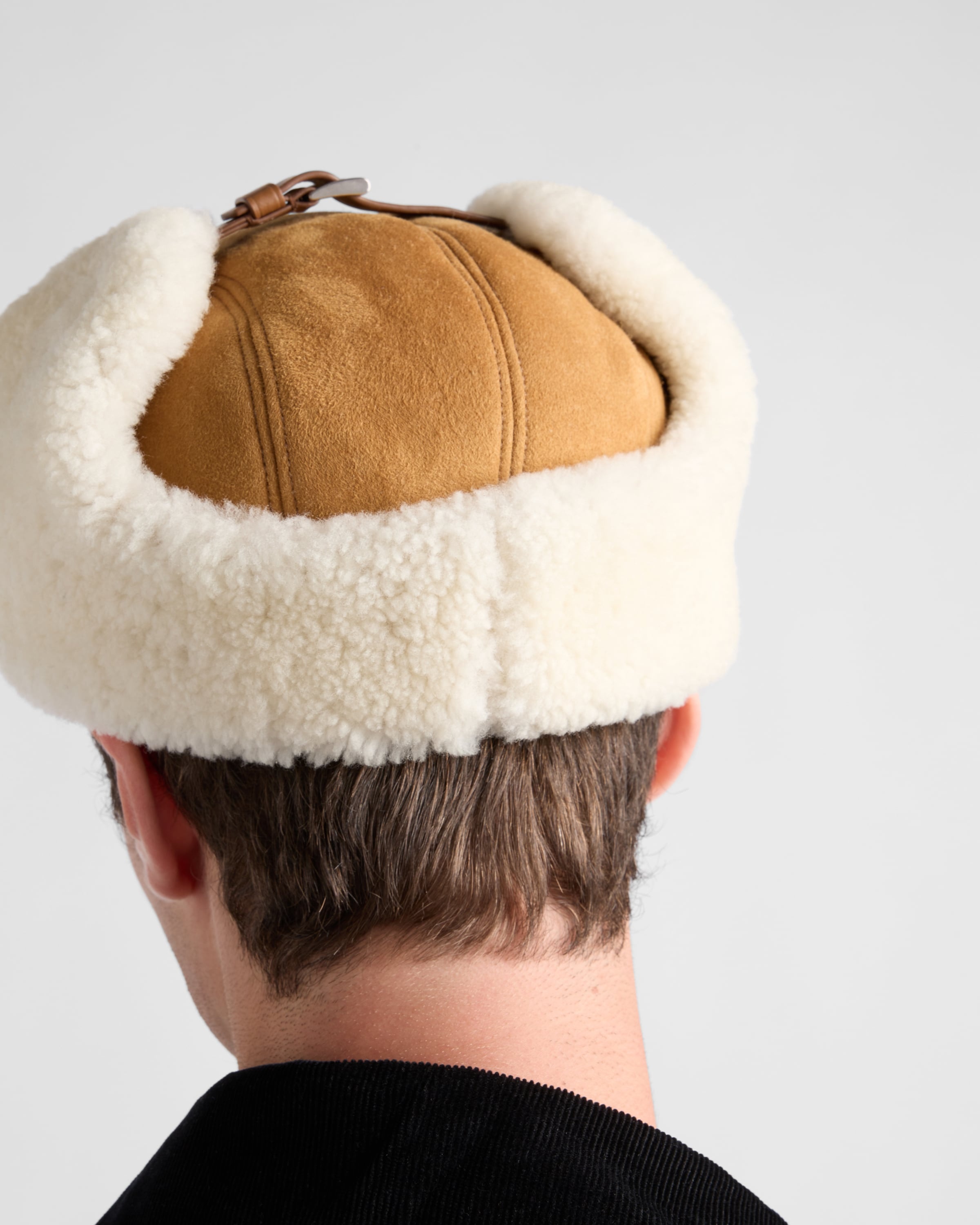 Suede shearling trapper hat - 2