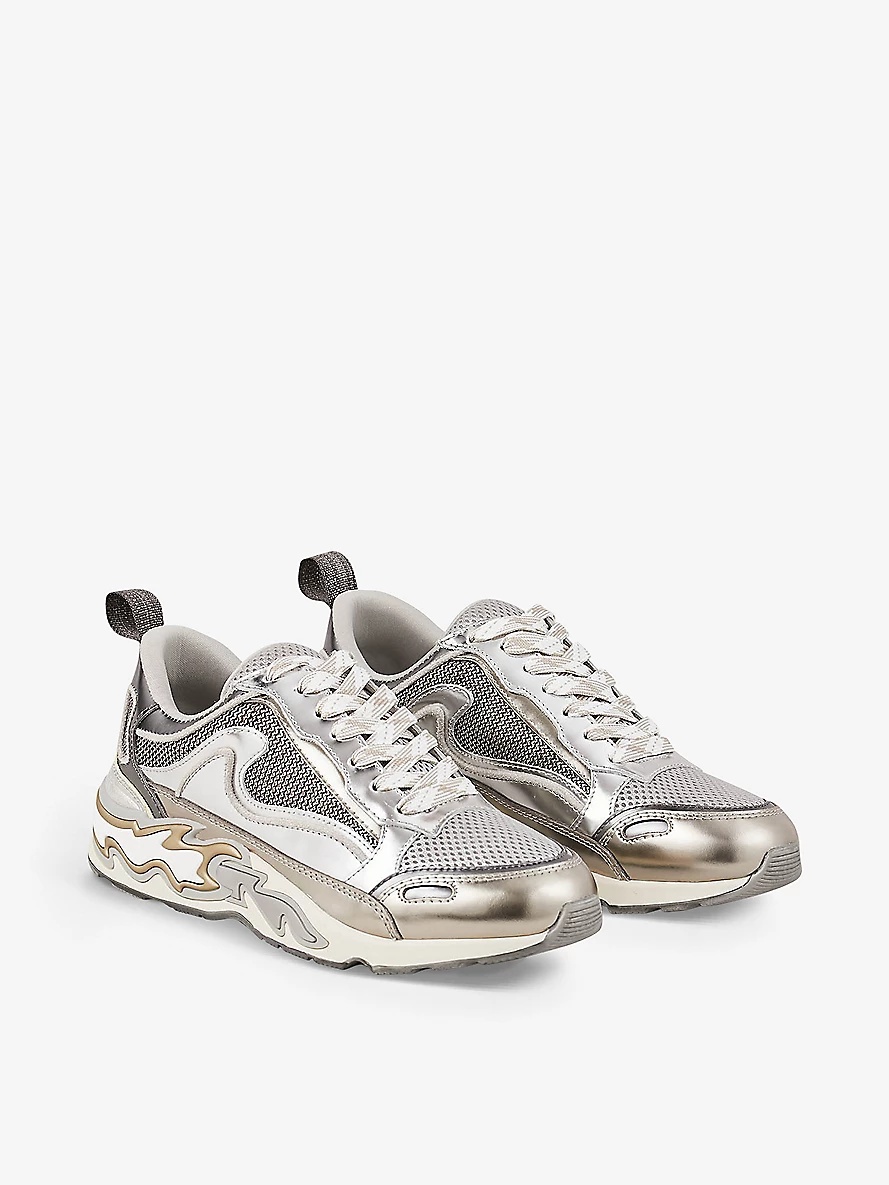 Flame leather and mesh low-top trainers - 3