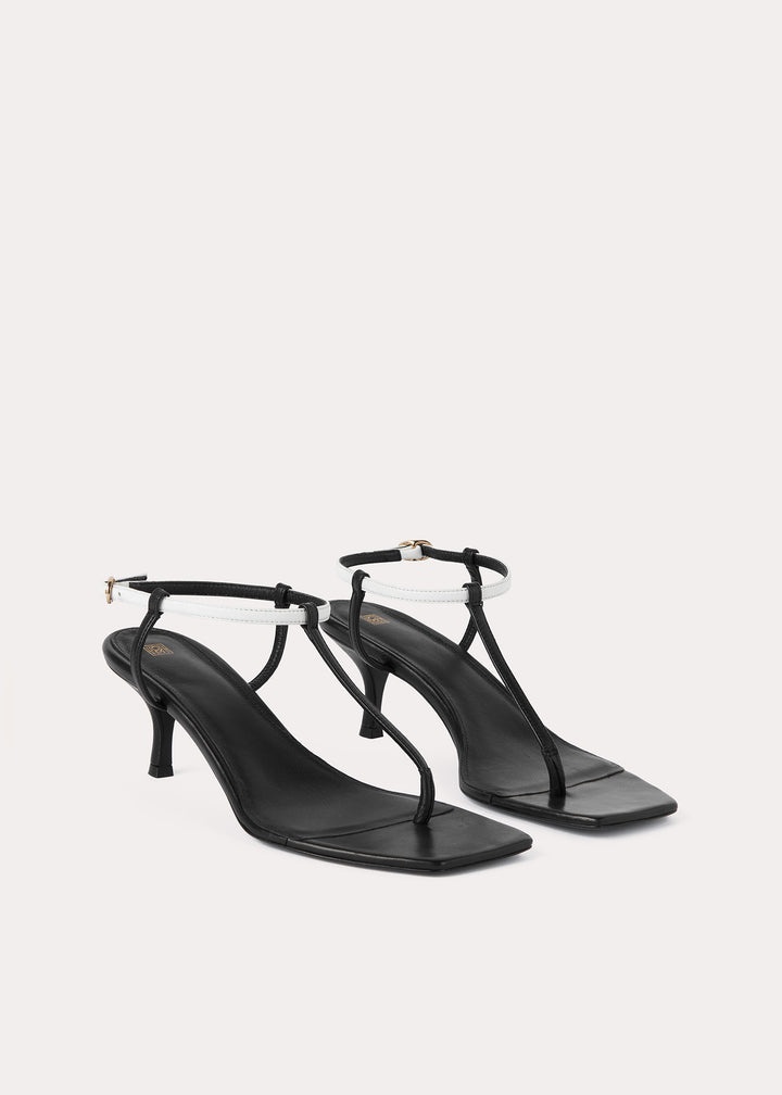 The bicolor leather sandal black - 4