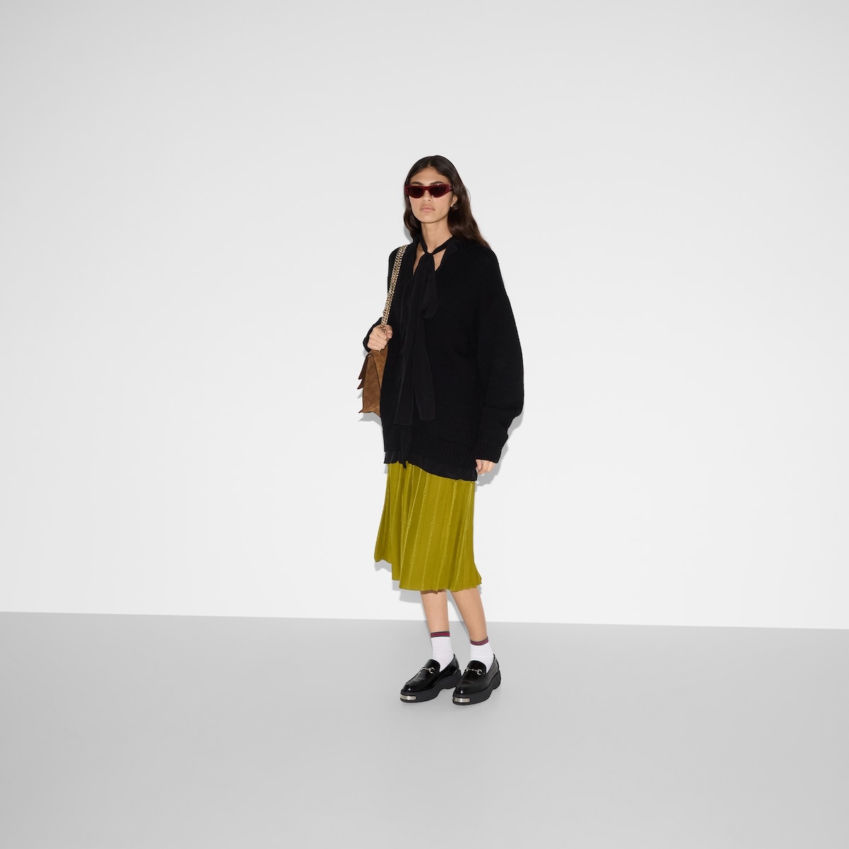 Chain and belt silk jacquard skirt - 6