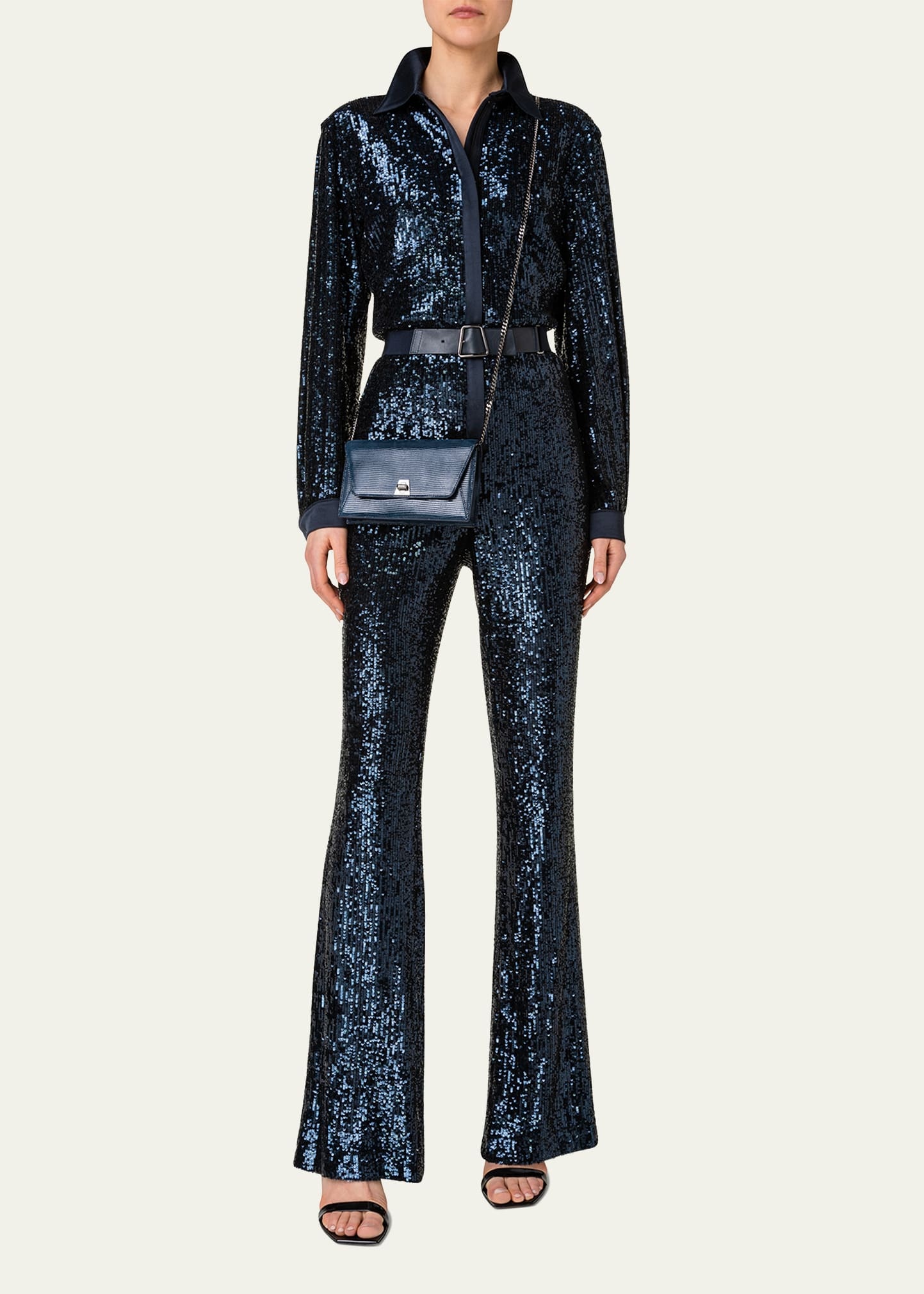 Anouk Lizard-Print Clutch Bag w/ Chain - 4