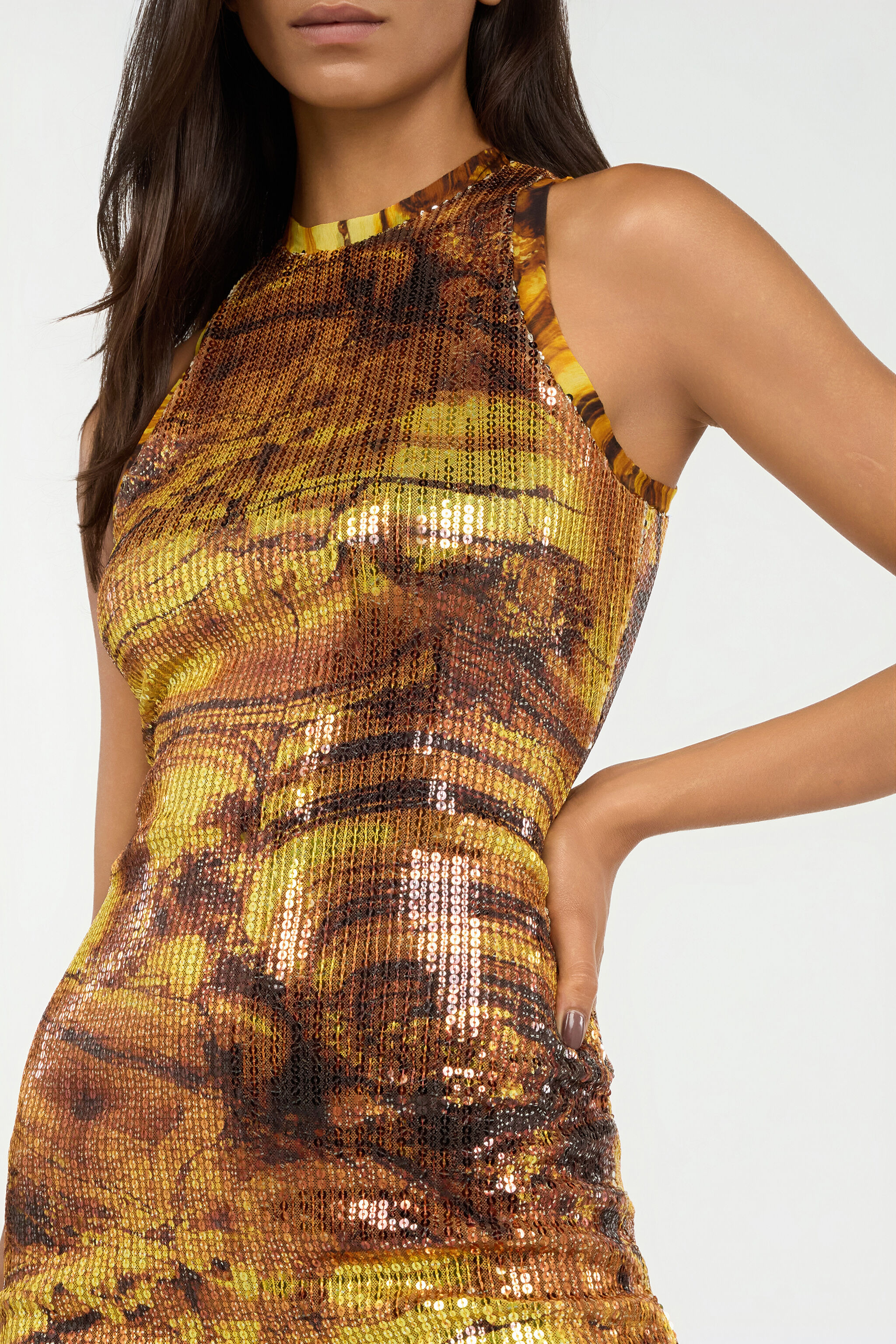 Tiger Eye Print Dress Mini - 6