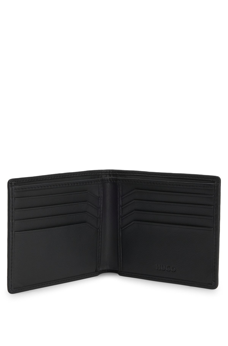 HUGO MATTE-LEATHER WALLET WITH SPLIT LOGO outlook