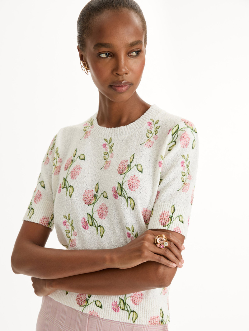 PORCELAIN FLOWER-PRINTED EMBROIDERED PULLOVER 5