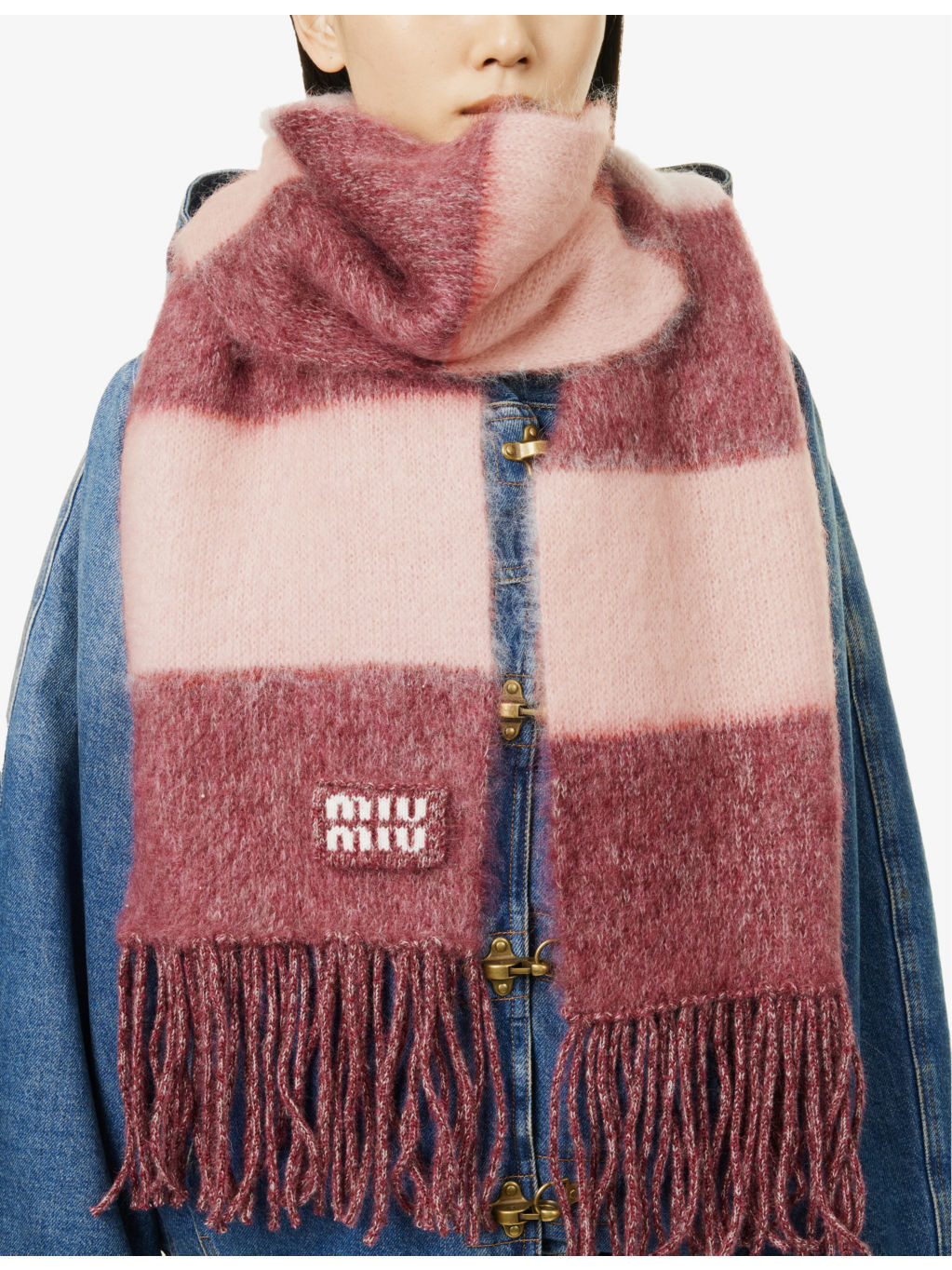 Stripe Brushed Mohair Wool-Blend Scarf - 2