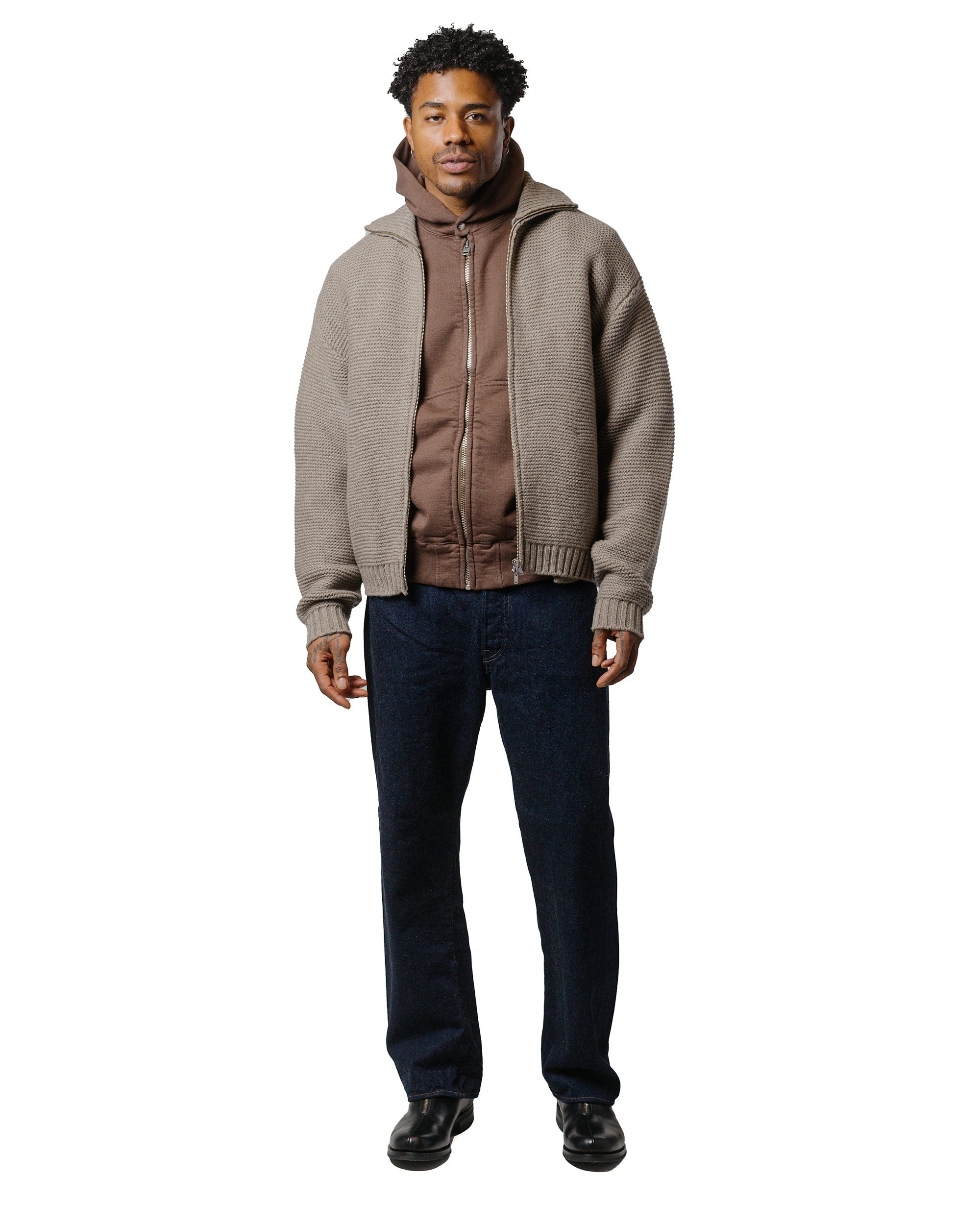 Athletic Full Zip Hoodie Stone Brown - 4