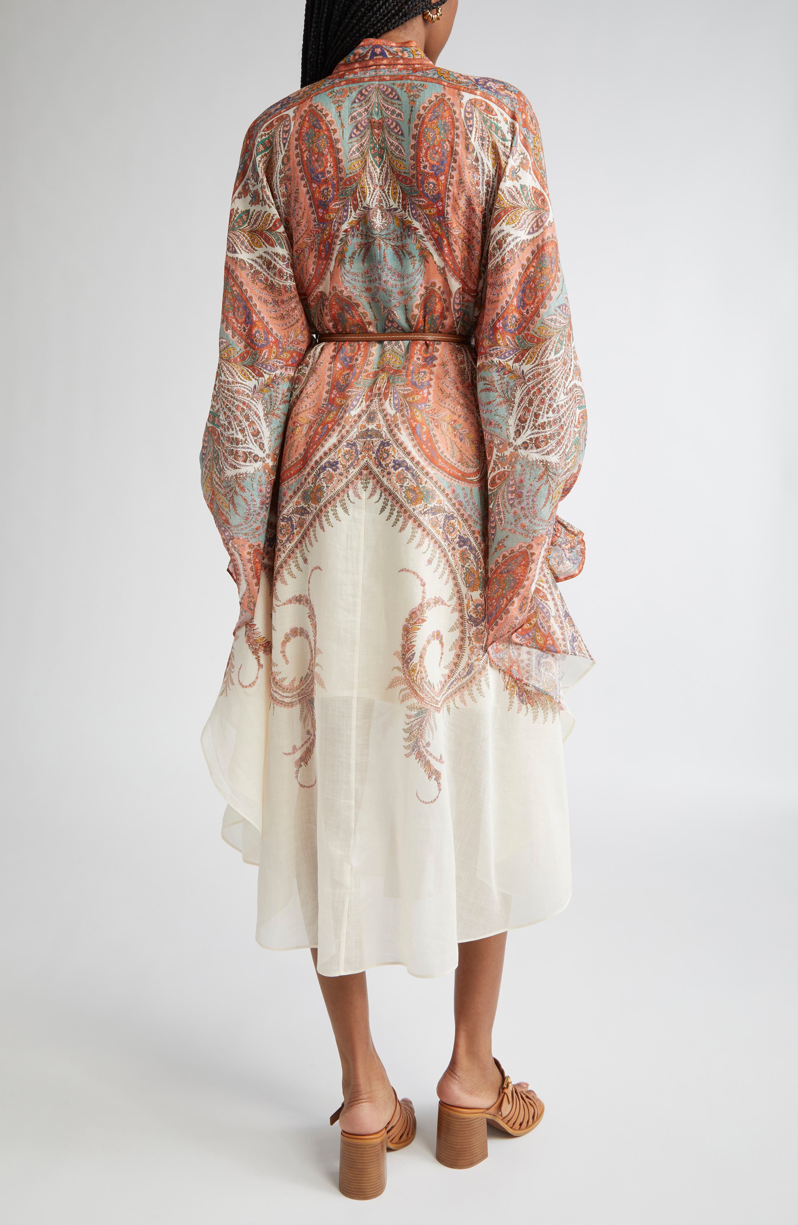 Zimmermann Rhiannon Paisley Tie Neck Long Sleeve Midi Dress in Cream Paisley at Nordstrom - 2