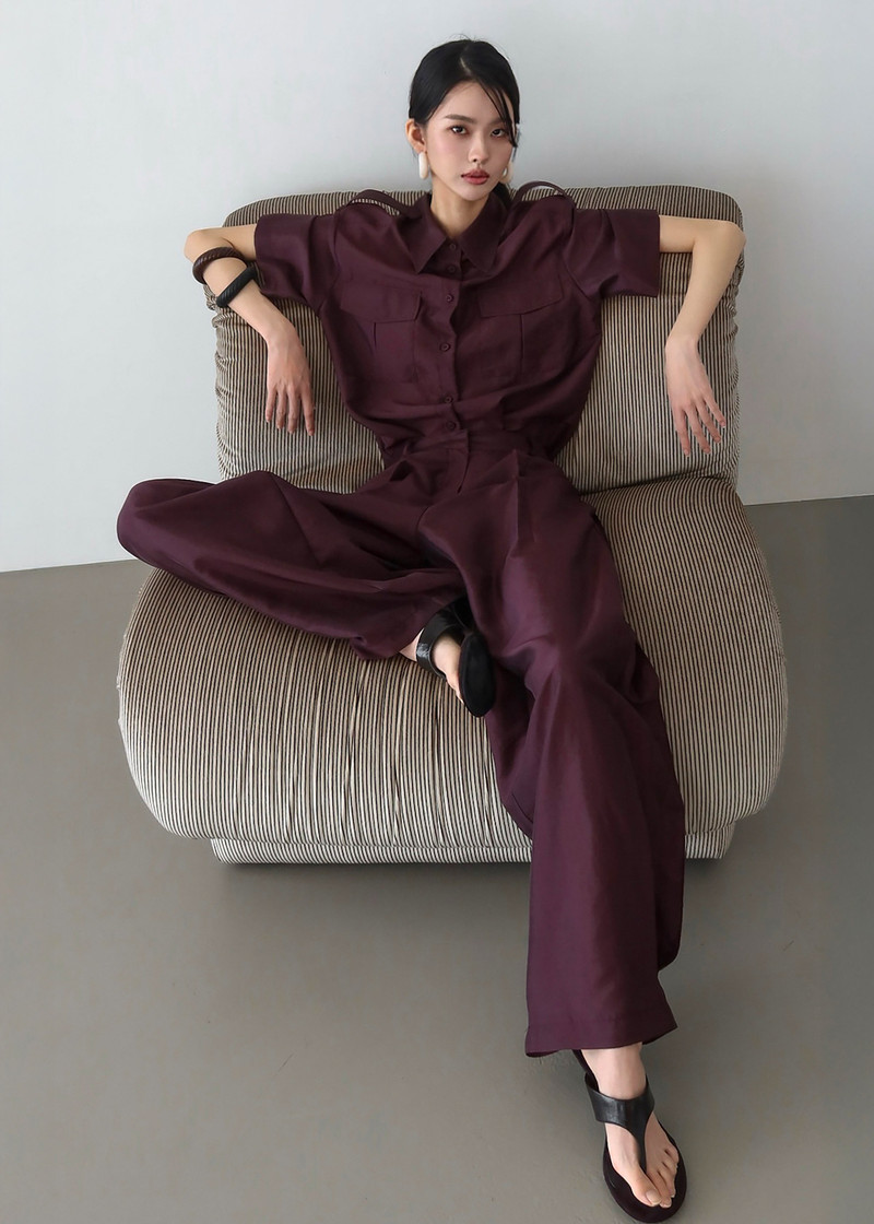 Aduna Satin Pleated Trousers - Burgundy 5