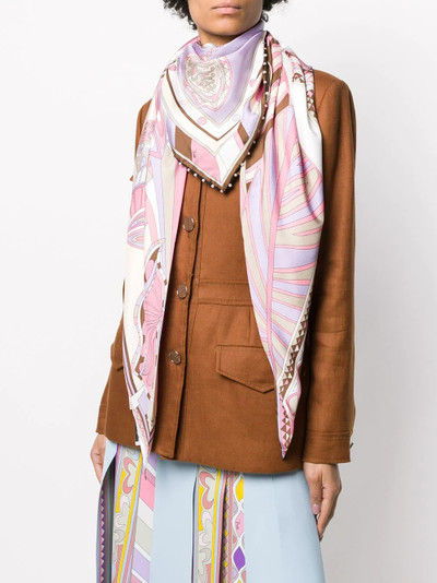 EMILIO PUCCI faux-pearl embellished silk scarf outlook