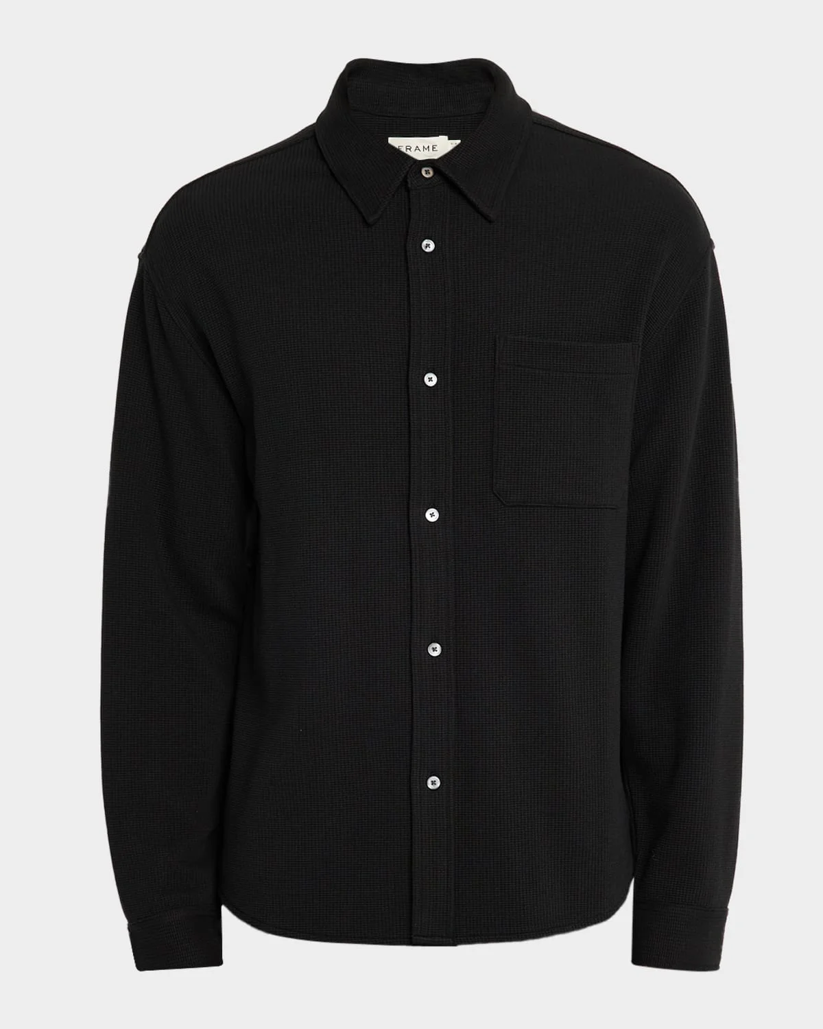 Men's Cotton Waffle Texture Button-Down Shirt - 1