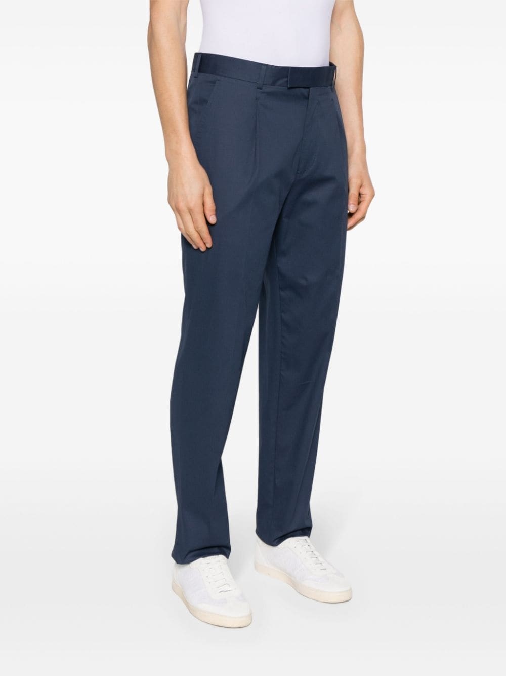 tapered-leg stretch-cotton trousers - 3