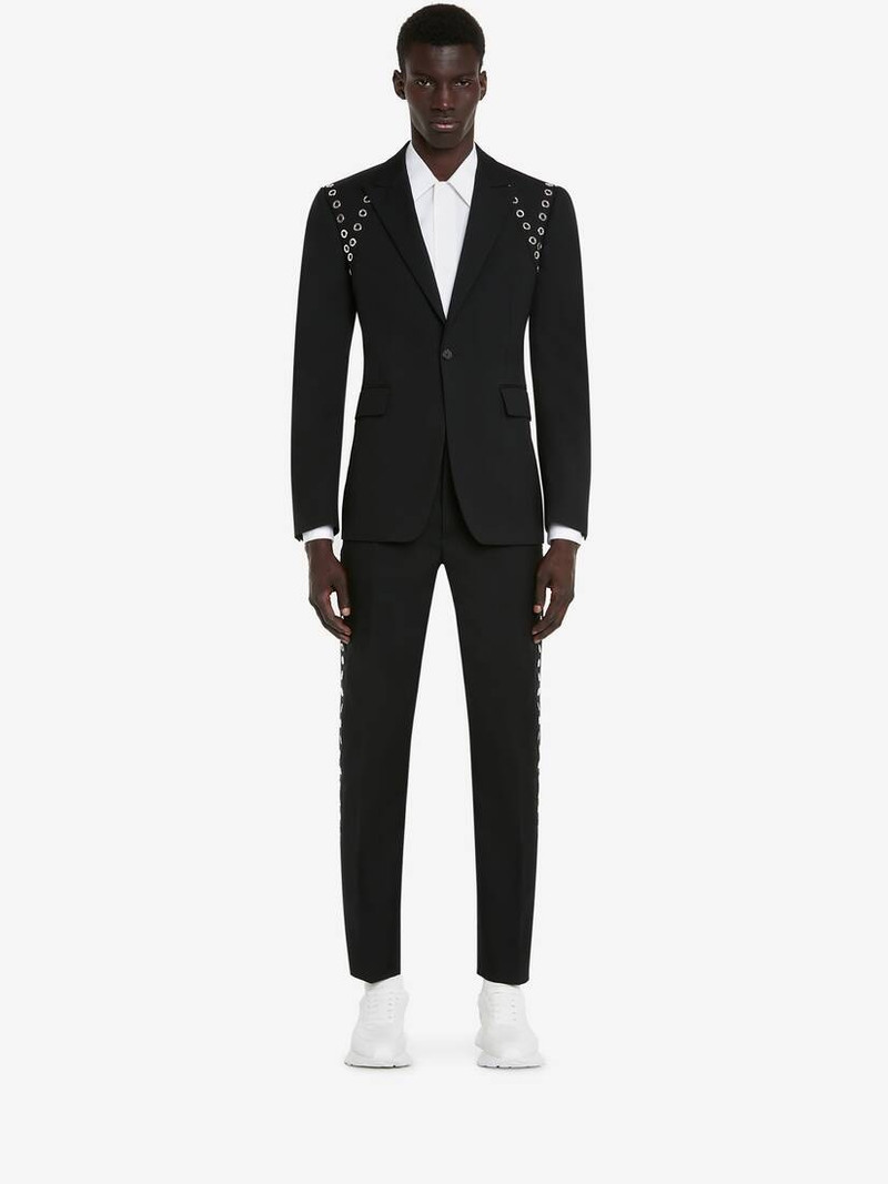 Alexander McQueen Men's Eyelets Single-breasted Jacket in Black outlook