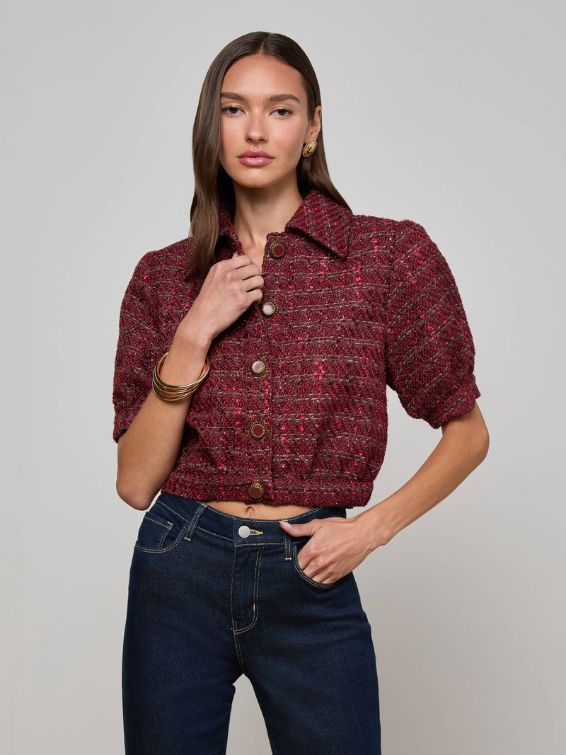 L'AGENCE Cove Cropped Tweed Jacket outlook