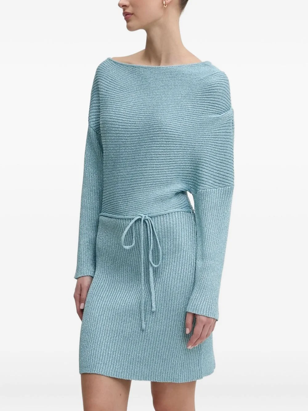 ribbed boat-neck mini dress - 1