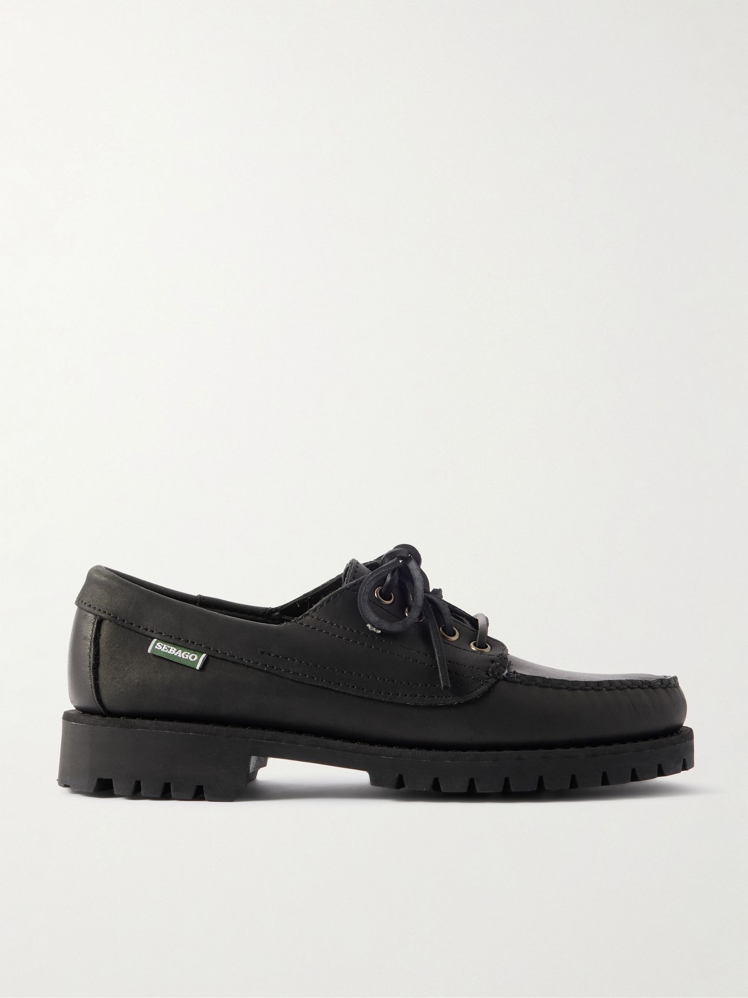 Askook Leather Boat Shoes Black - 1