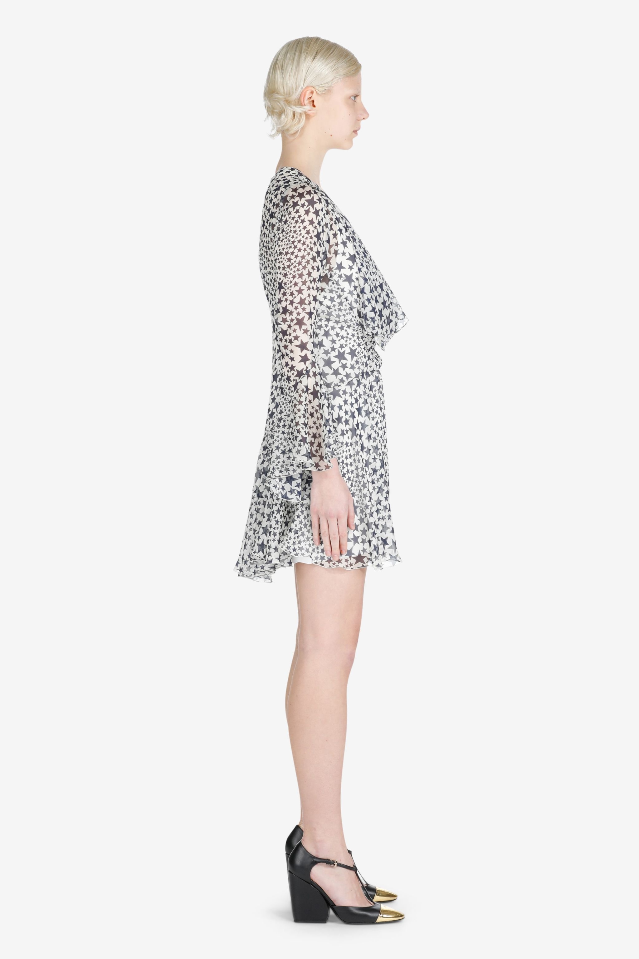 STAR PRINT SILK MINI DRESS - 3