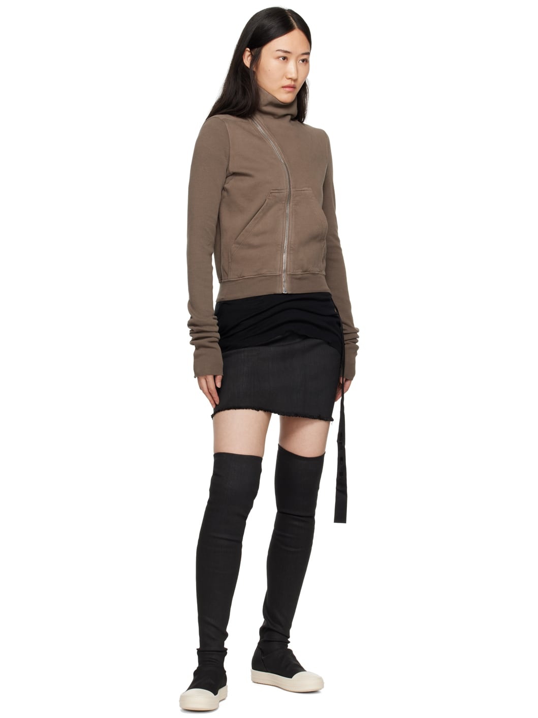 Black Porterville Dirt Denim Miniskirt - 4