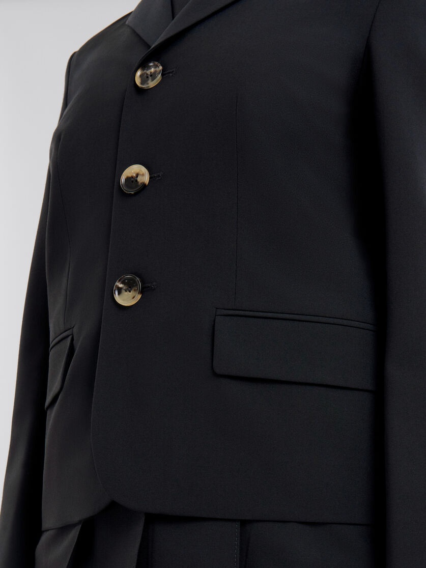 BLACK WOOL BLEND JACKET WITH MARNI SYMBOL - 5