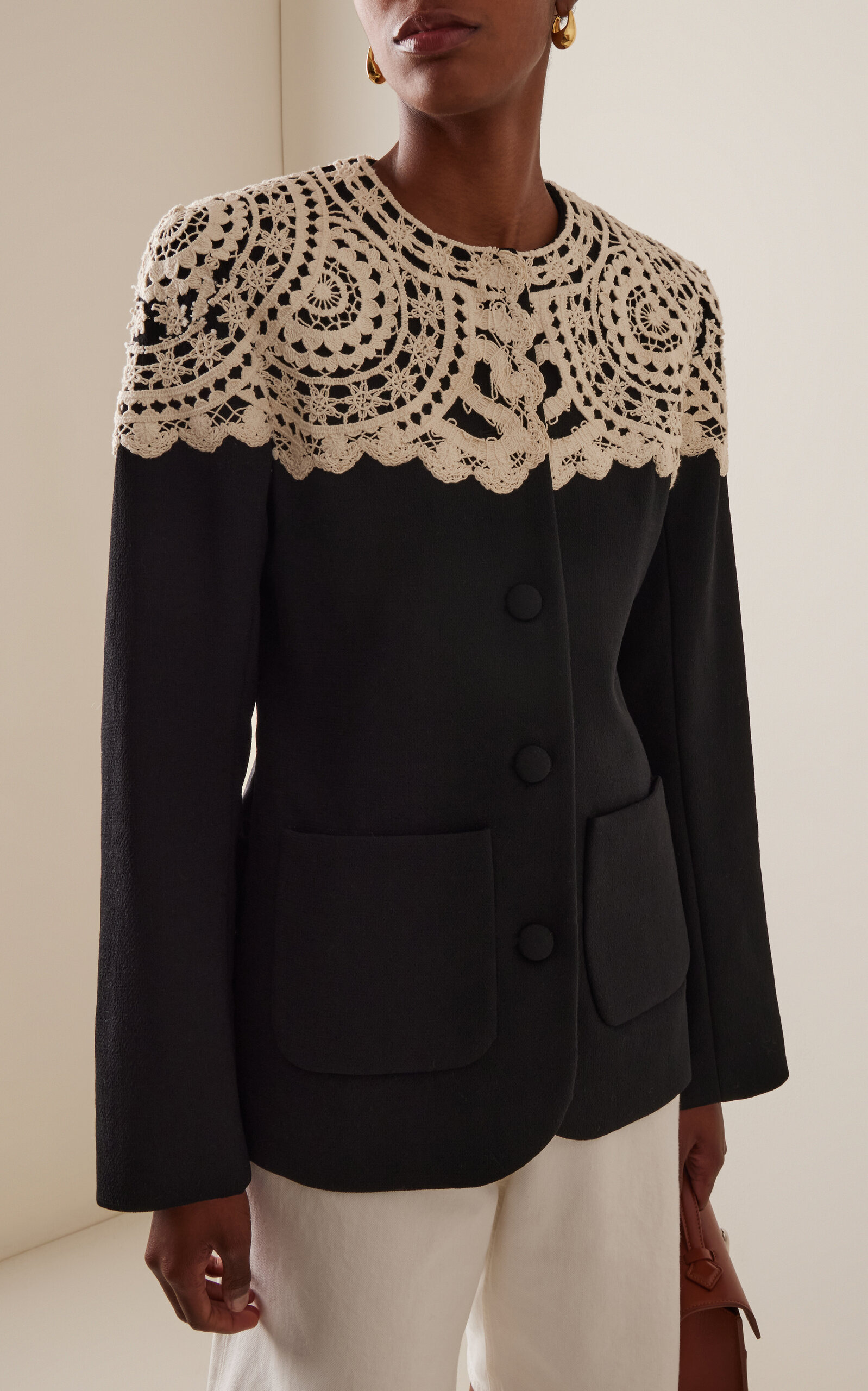 Nara Crochet-Detailed Wool Jacket black - 2