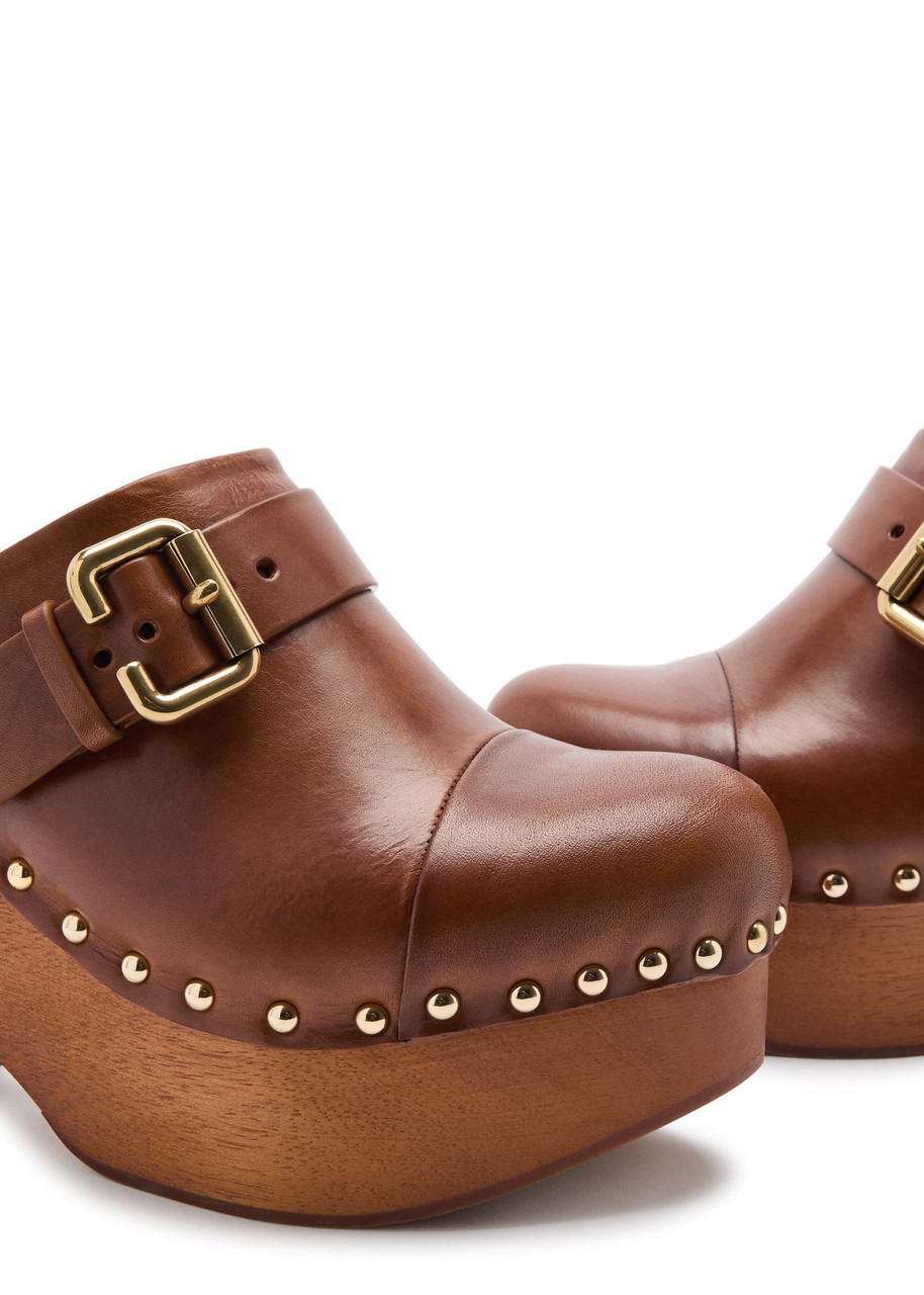 Chloe Jeannette 115 Leather Platform Clogs - 4