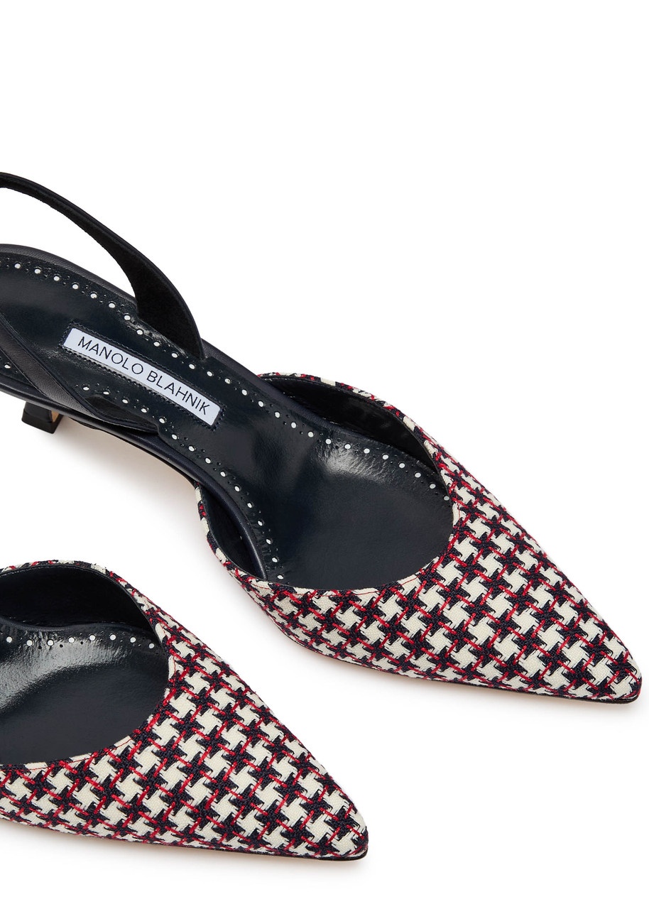 Manolo Blahnik Carolyn 50 Houndstooth Slingback Pumps - 3