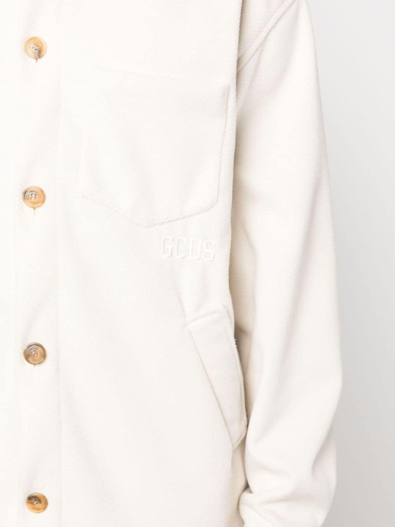 logo-embroidered button-up jacket 5