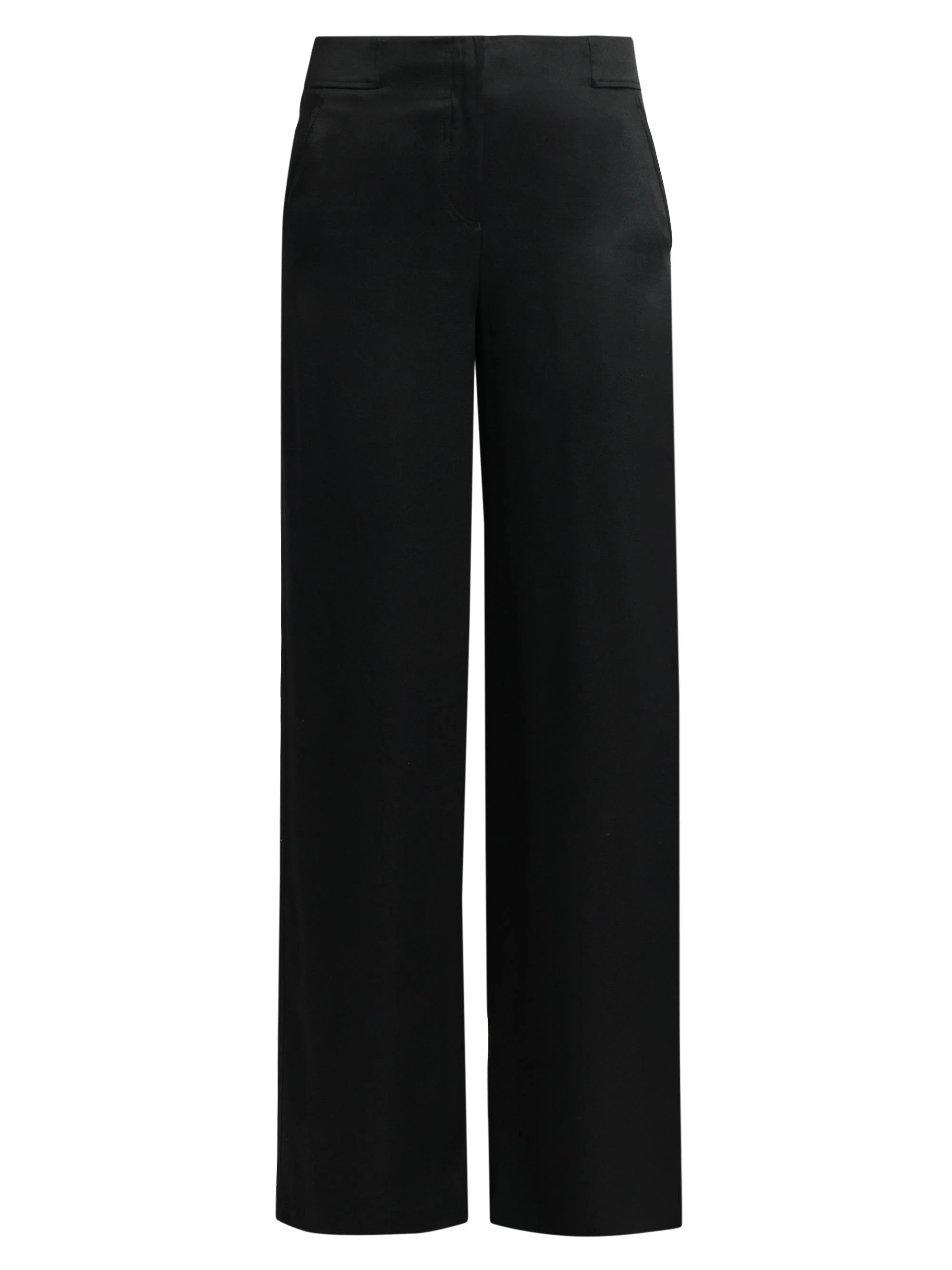 Women's Silk Straight-Leg Pants - Black - 1