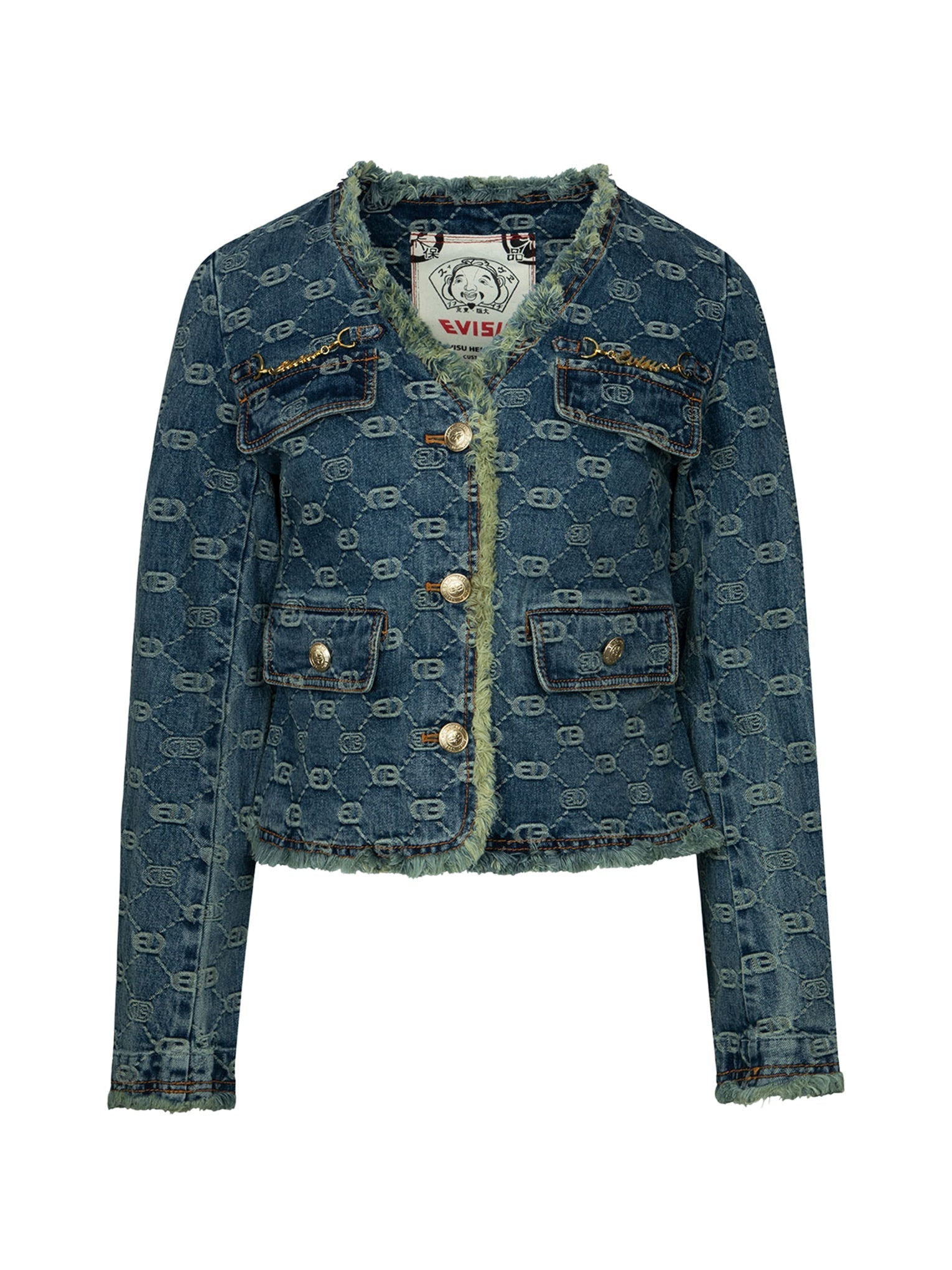 ALLOVER LOGO JACQUARD FASHION FIT DENIM JACKET - 12