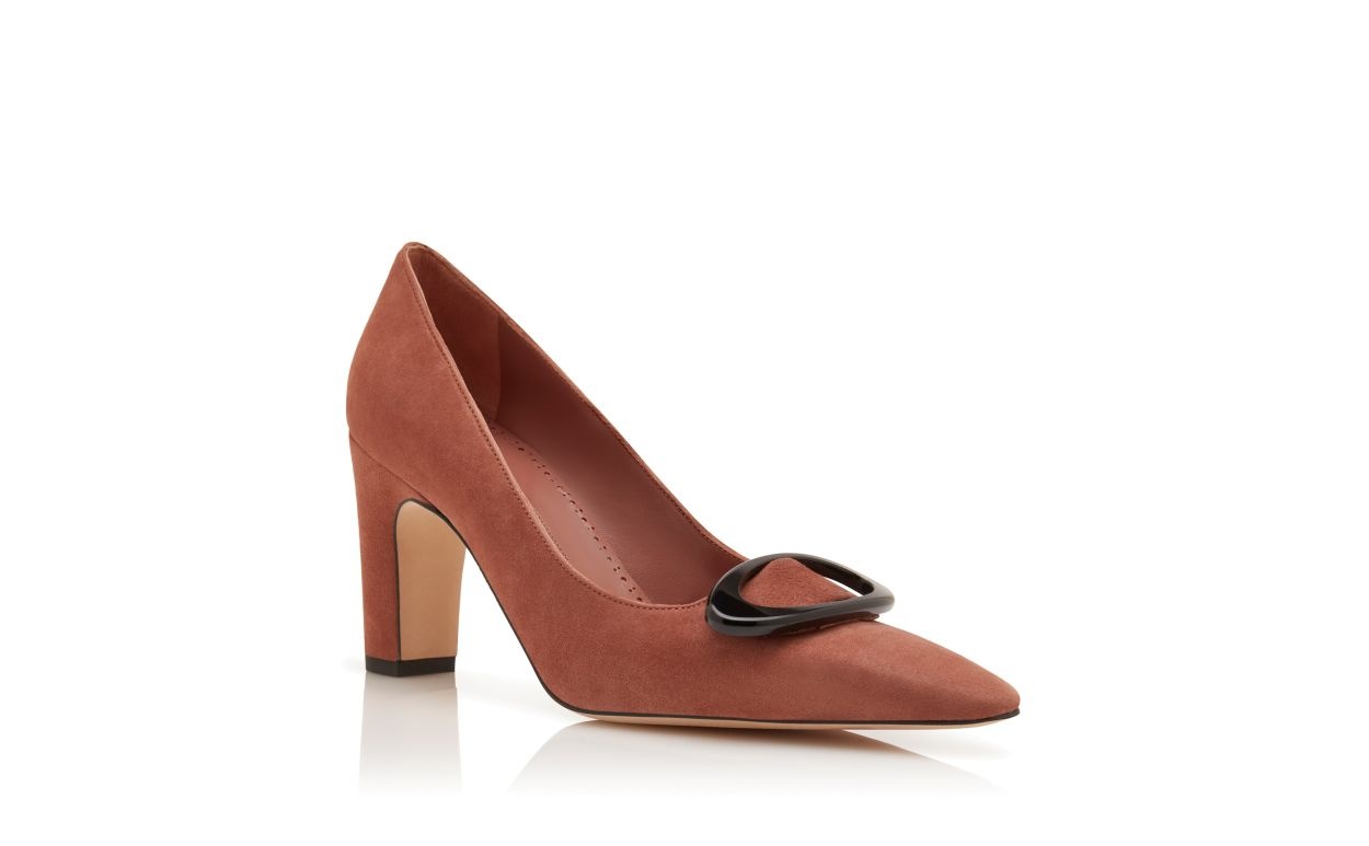 Brown Suede Pointed Toe Pumps - 3